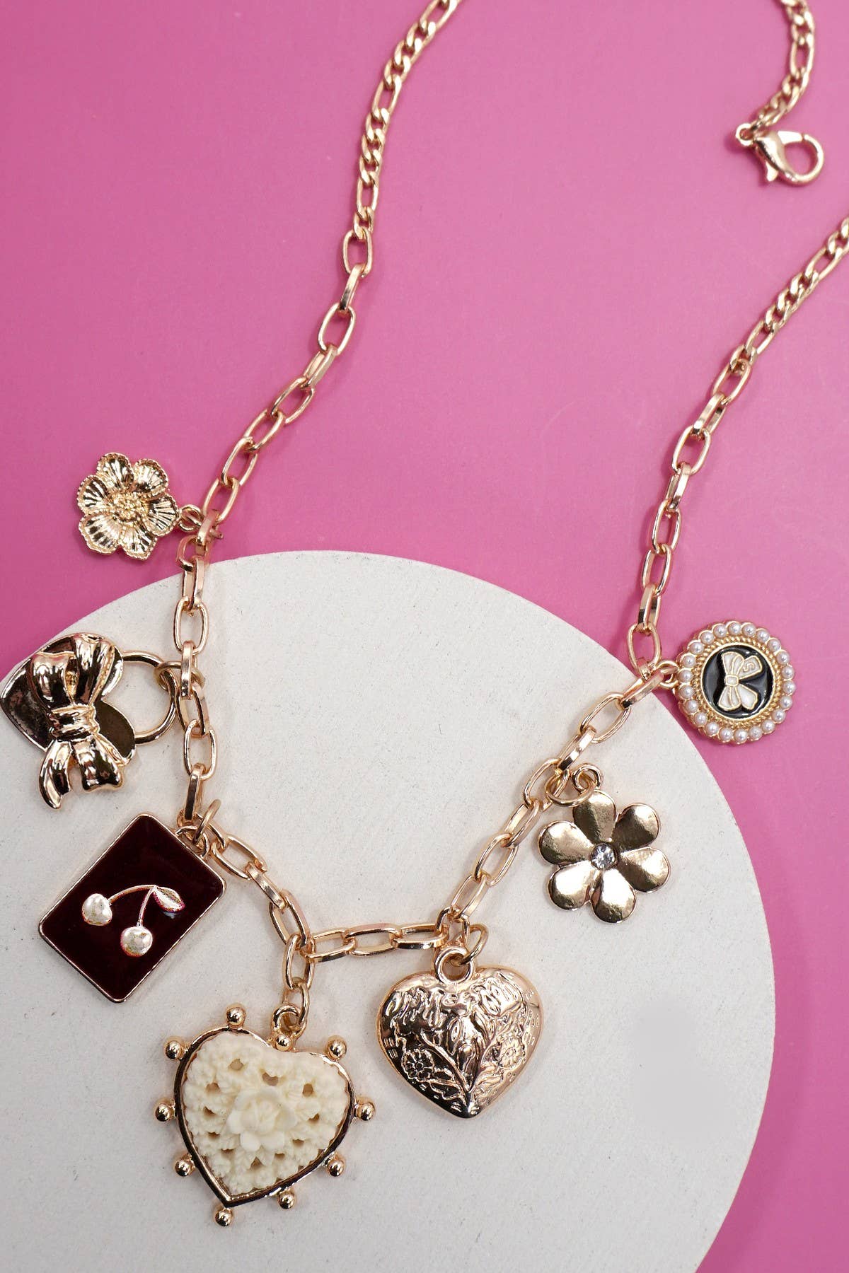 The Heart Bow Charm Necklace
