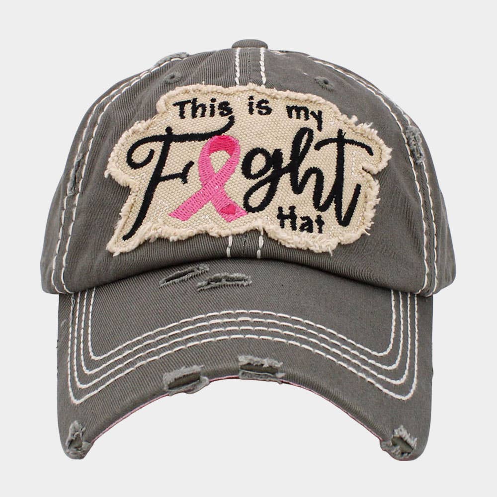 This Is My Fight Hat Message Pink Ribbon Accented Vintage Baseball Cap