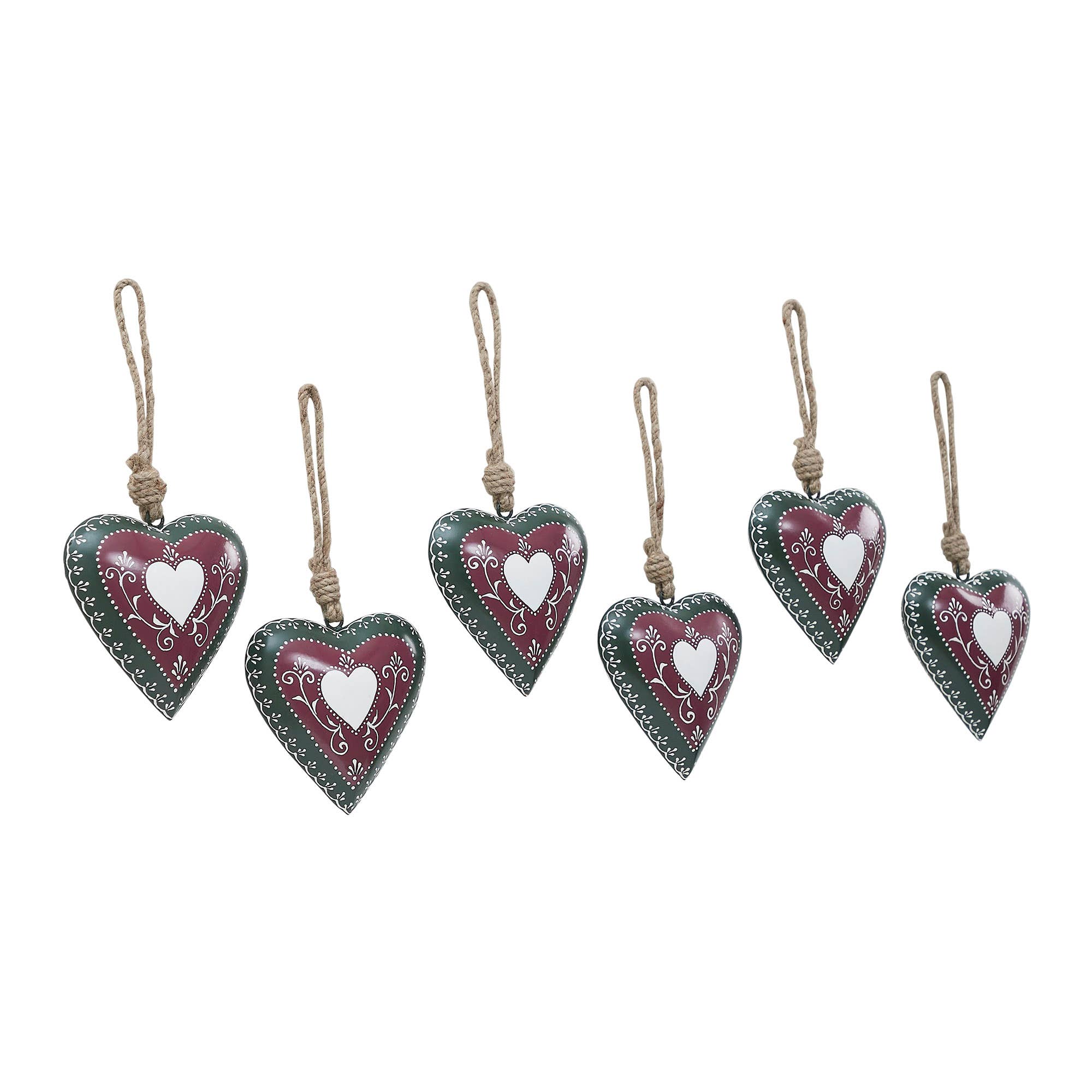 Burgundy Heritage Metal Heart Ornament