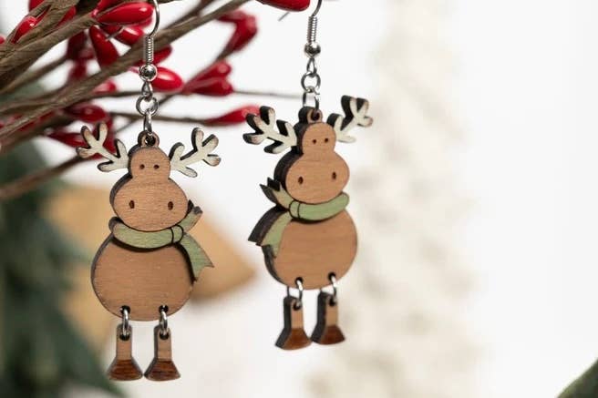 The Moose Christmas Earrings