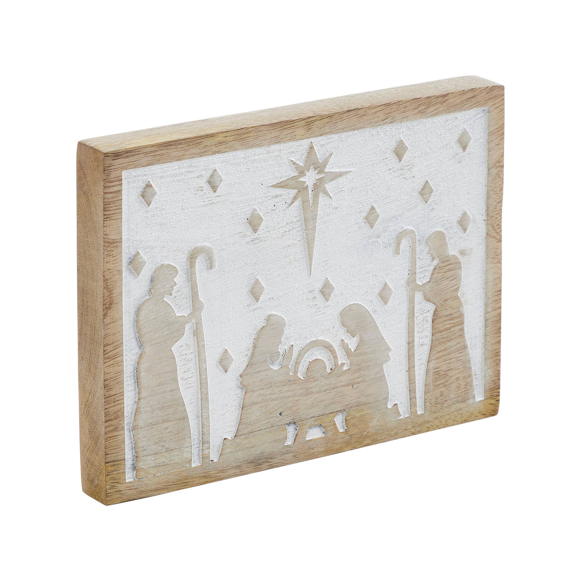 White Washed In A Manger Natural Wooden Sign