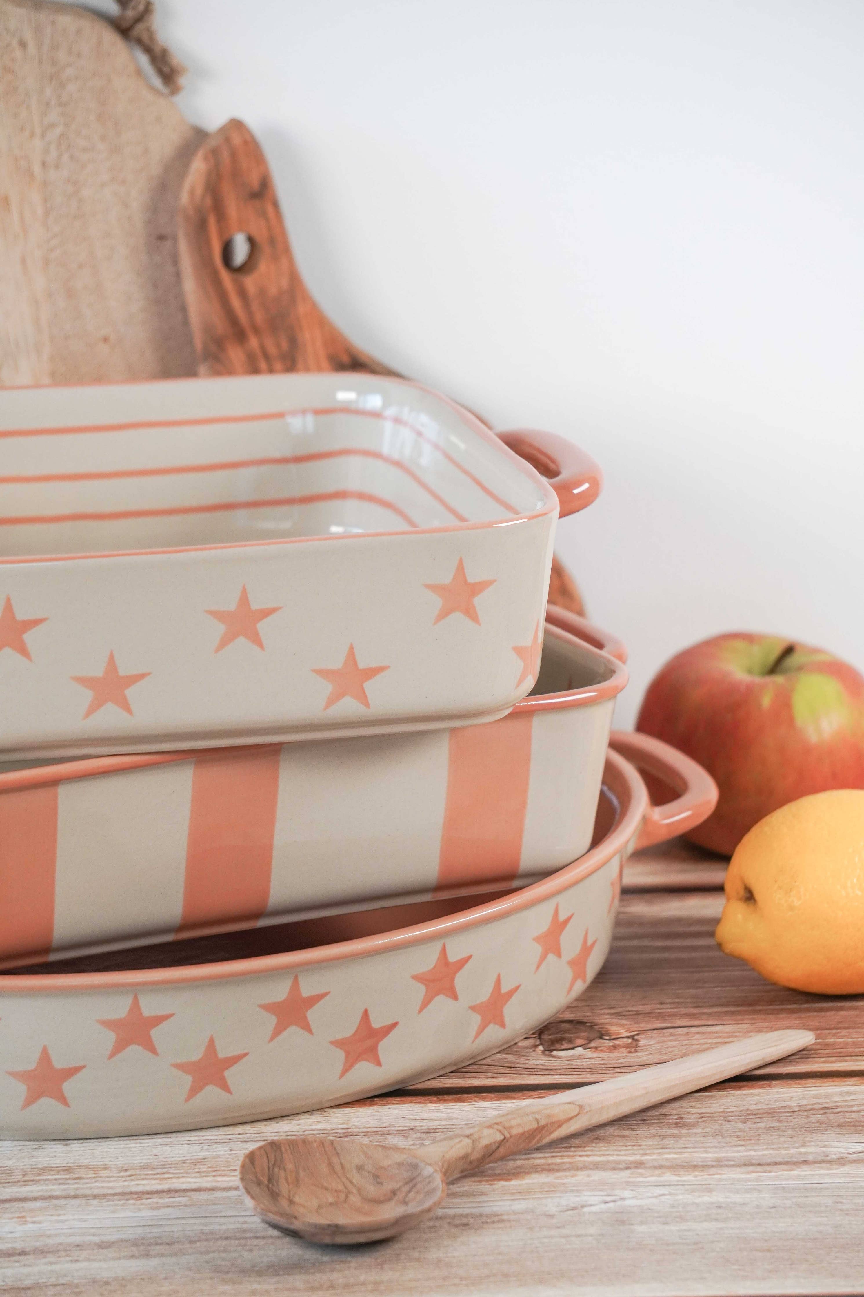 Hand Painted Stars Ceramic Baking Dish