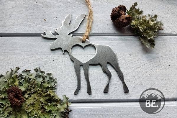 Moose Metal Keepsake Ornament made from Raw Steel