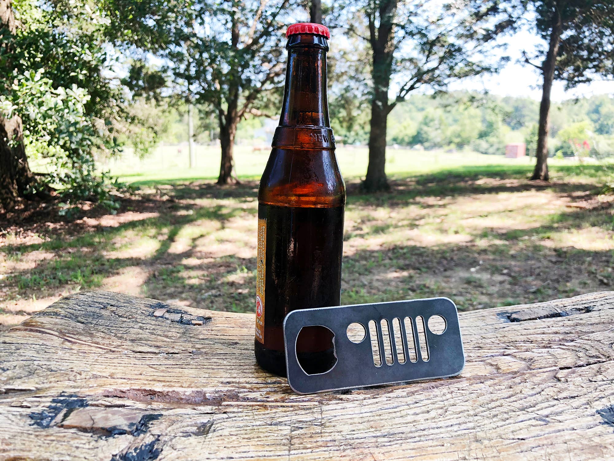 4x4 Metal Bottle opener made from Recycled Raw Steel