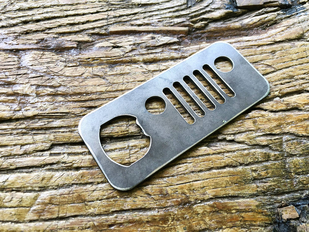 4x4 Metal Bottle opener made from Recycled Raw Steel