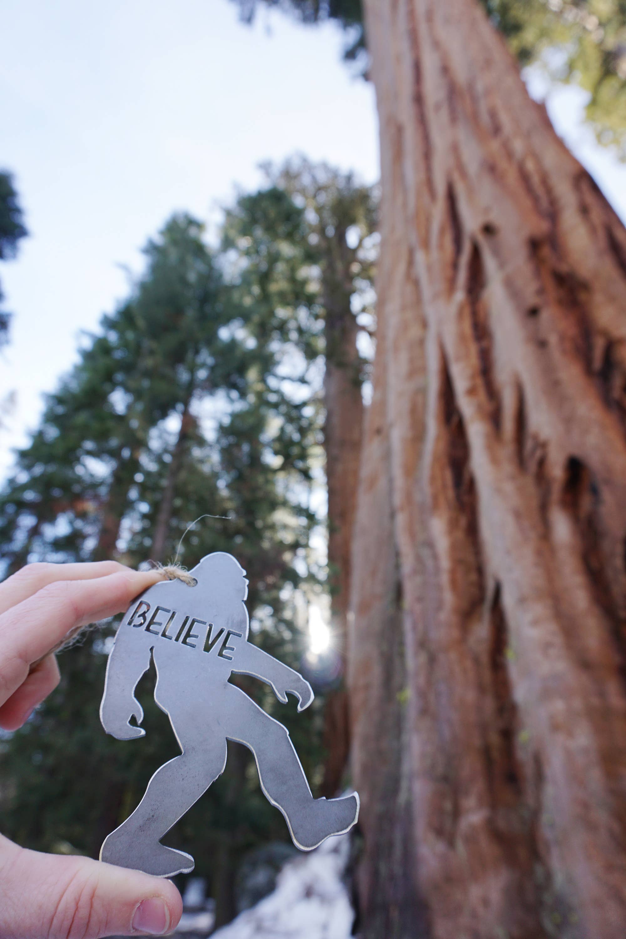 Sasquatch Bigfoot Yeti Believe Ornament made Recycled Steel