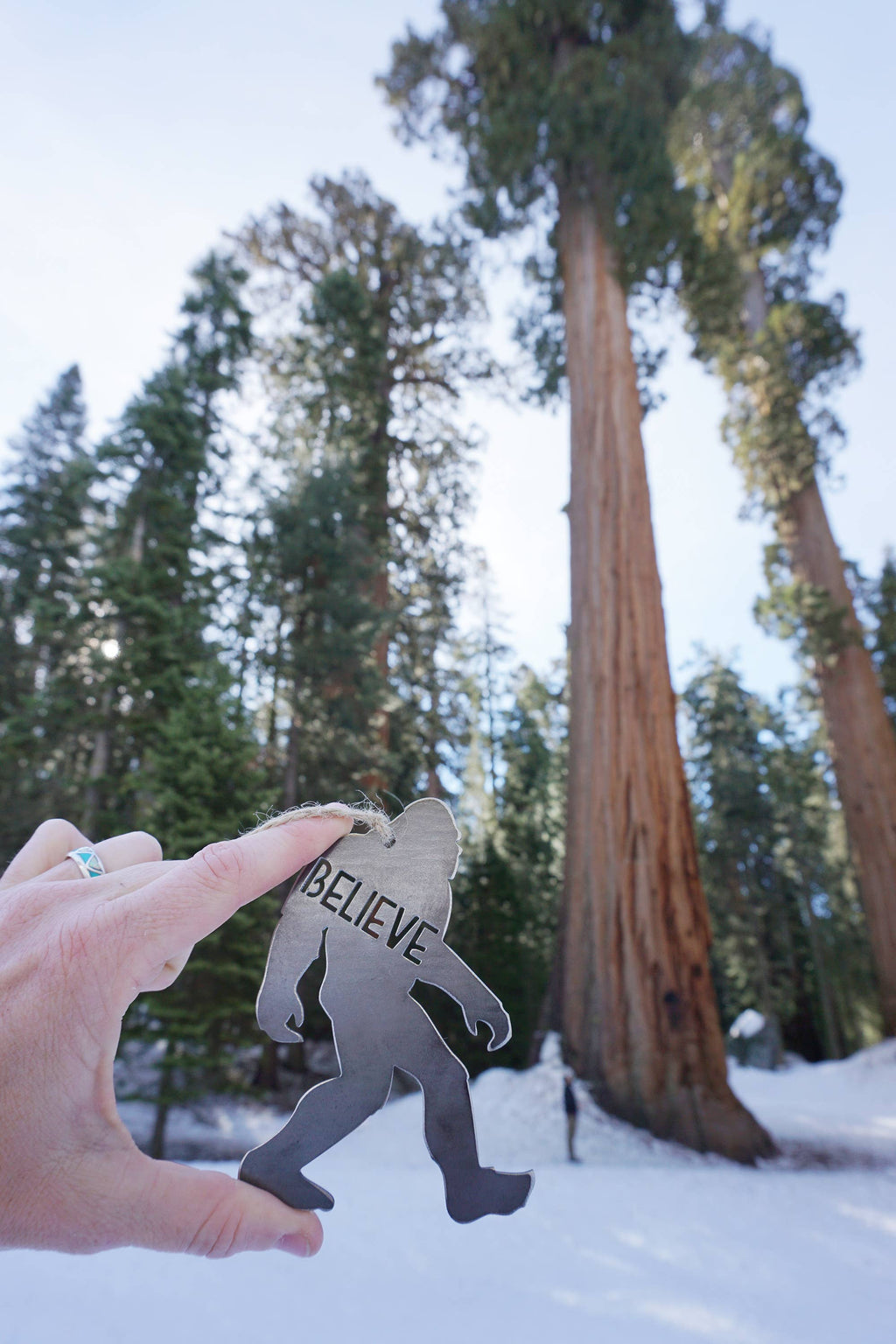 Sasquatch Bigfoot Yeti Believe Ornament made Recycled Steel