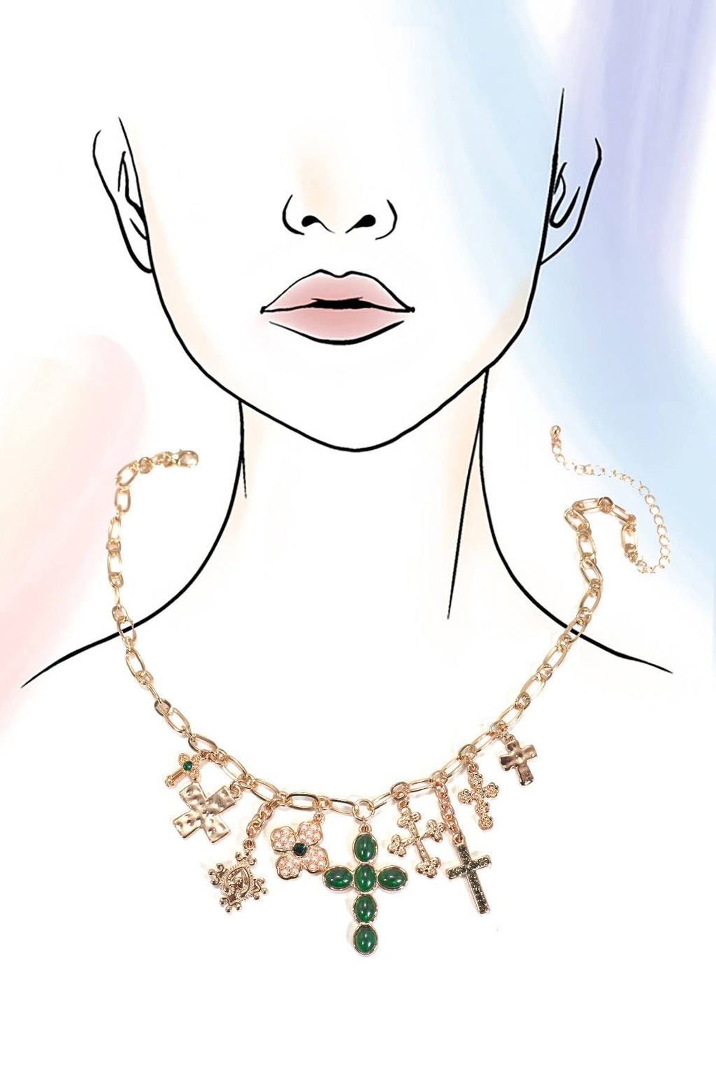 The Jade Cross Charm Necklace