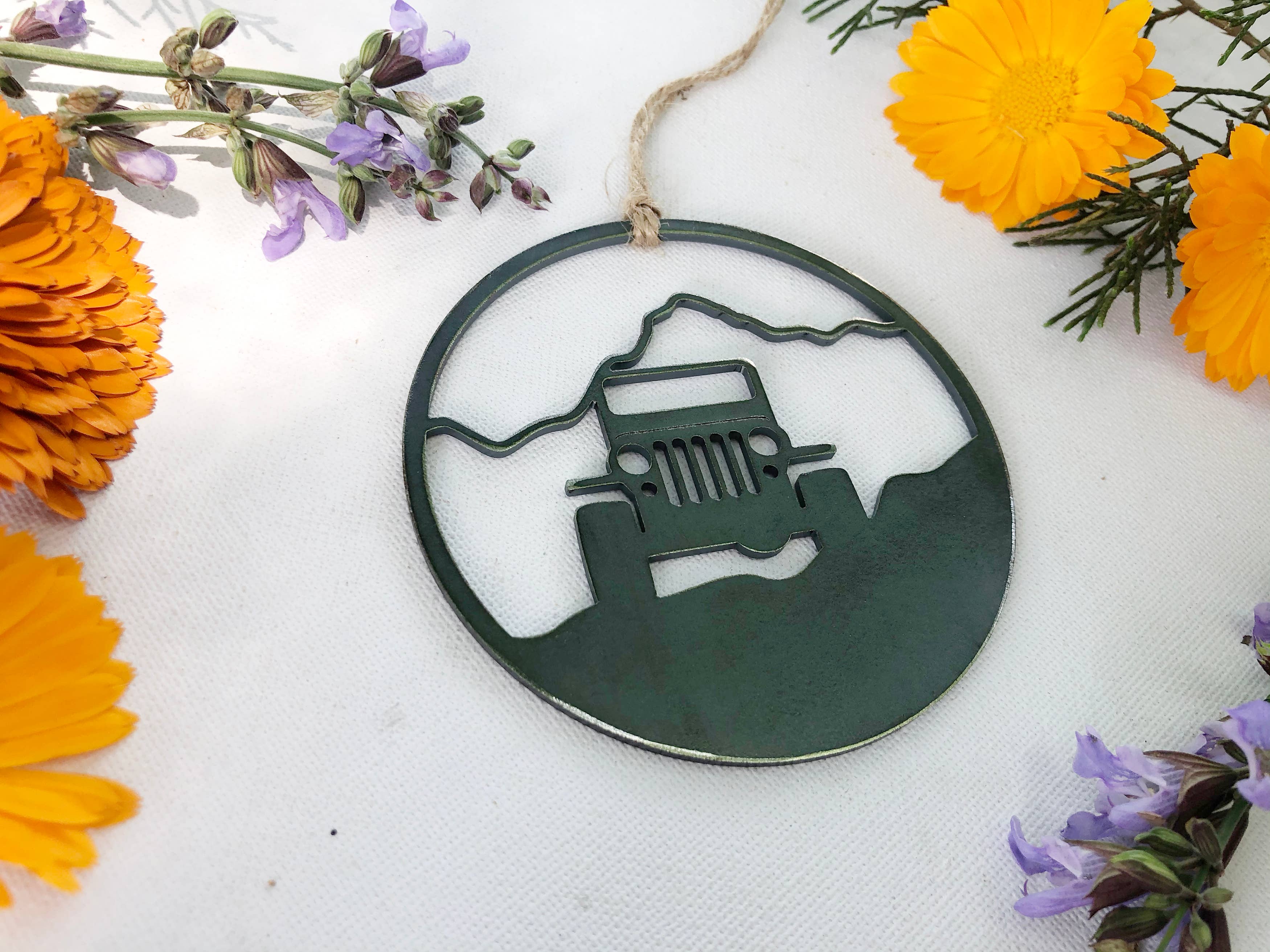 4x4 Mountain Off Road Adventure Raw Steel Metal Ornament
