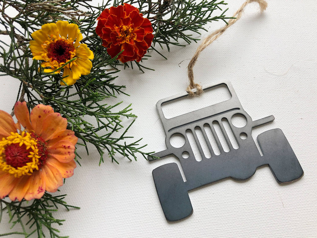 4x4 Offroad Truck Rustic Raw Steel Ornament