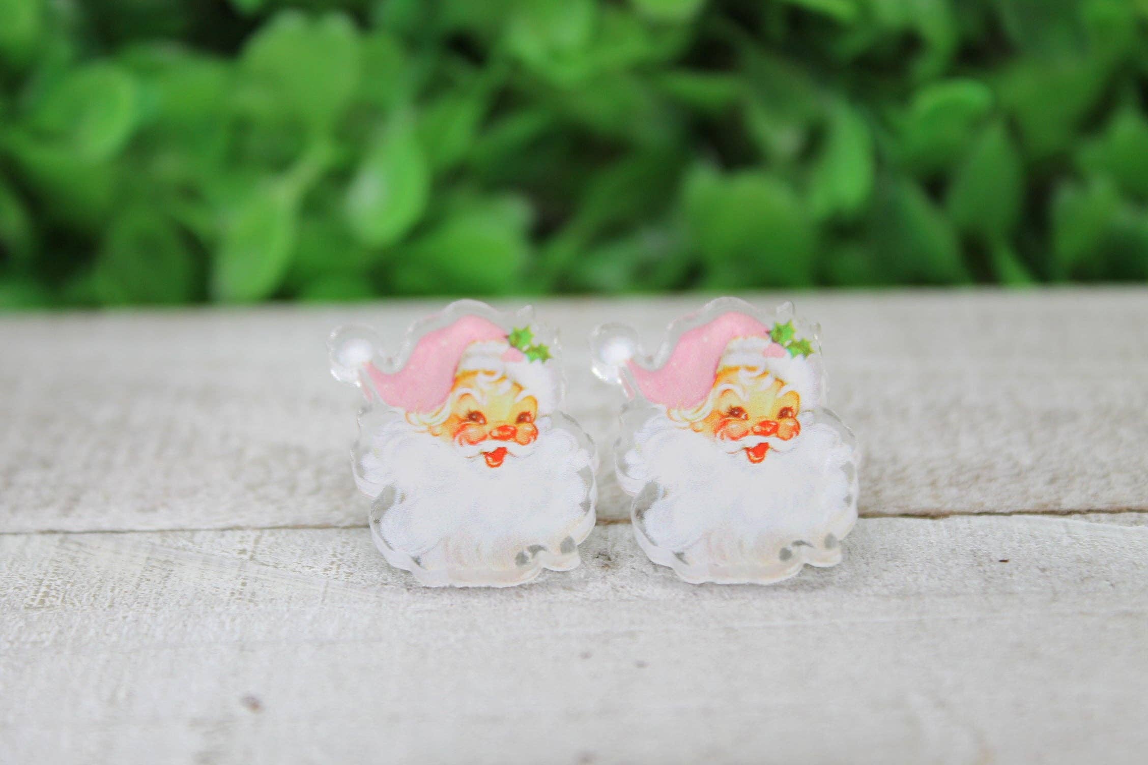 Pink Santa Claus Stud Earrings