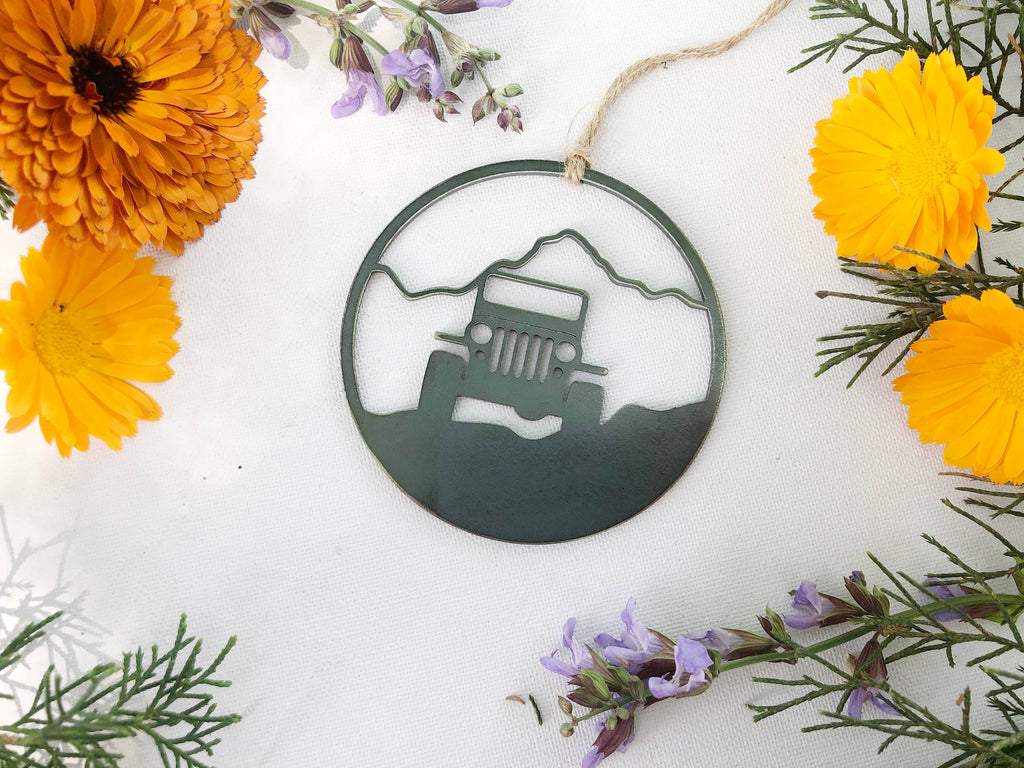 4x4 Mountain Off Road Adventure Raw Steel Metal Ornament