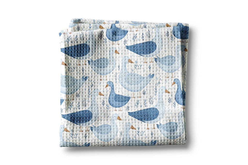 Silly Goose Geese Farm Homestead Kitchen Towel Blue Funny