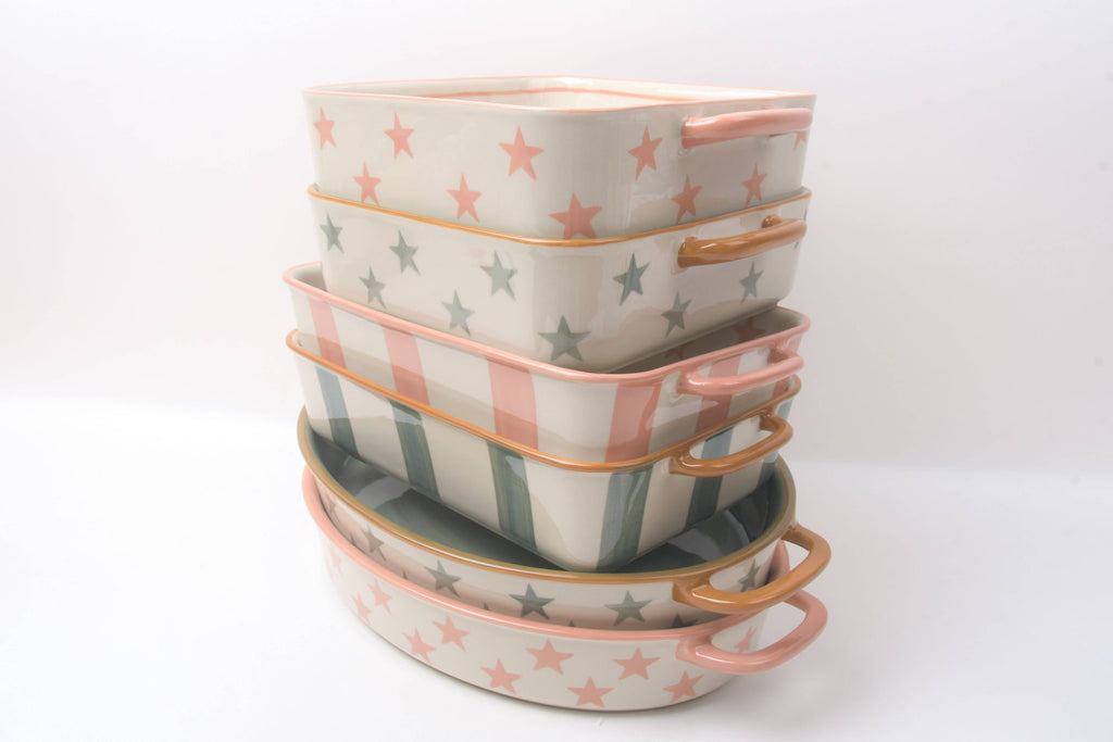 Hand Painted Stars Ceramic Baking Dish