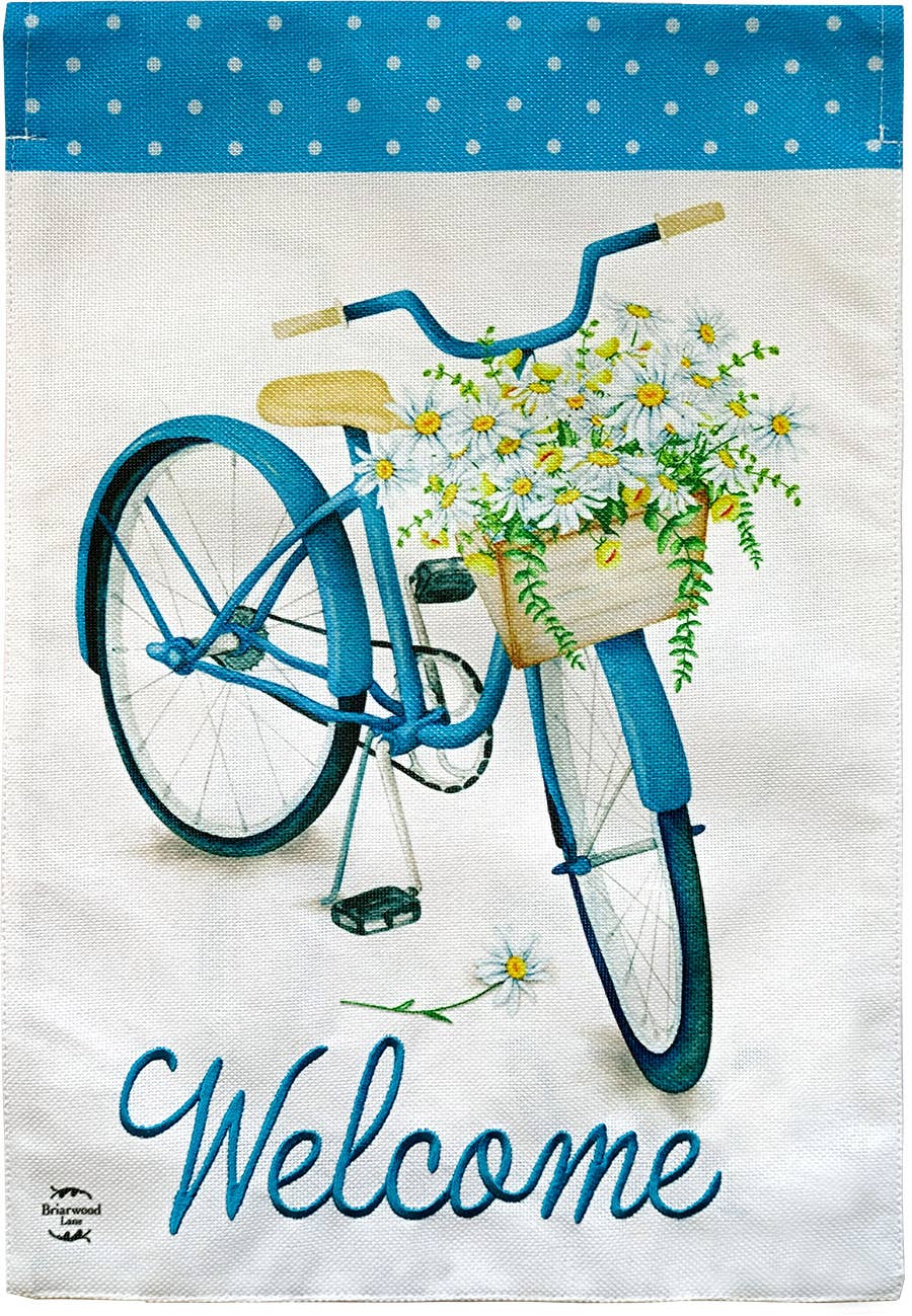 Spring Bike Burlap Spring Garden Flag 18" x 12.5"