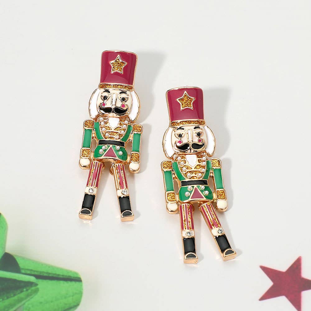 Enamel Nutcracker Drop Earrings