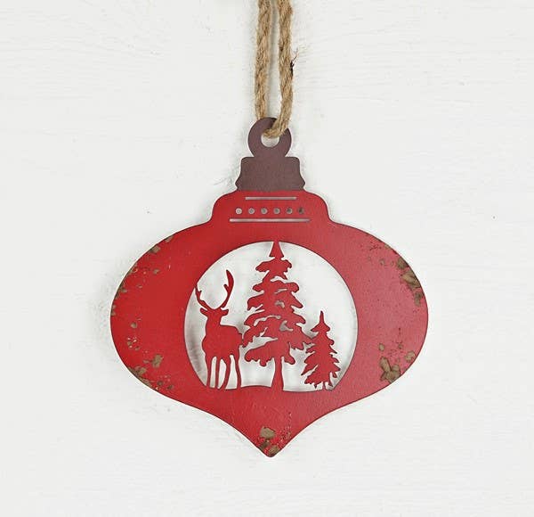 Red Vintage Moose Metal Ornament