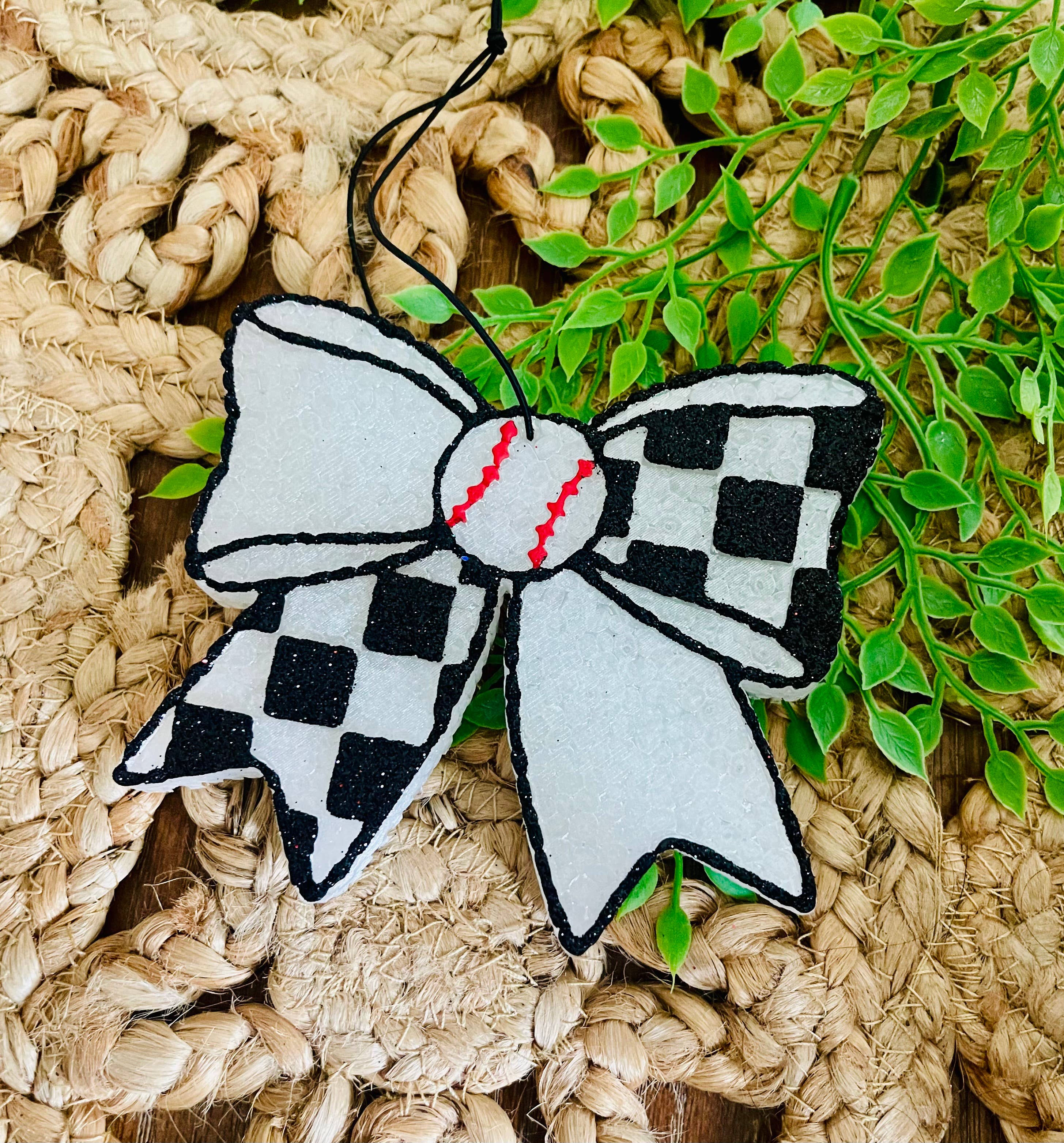 Baseball Bow Car Freshie 