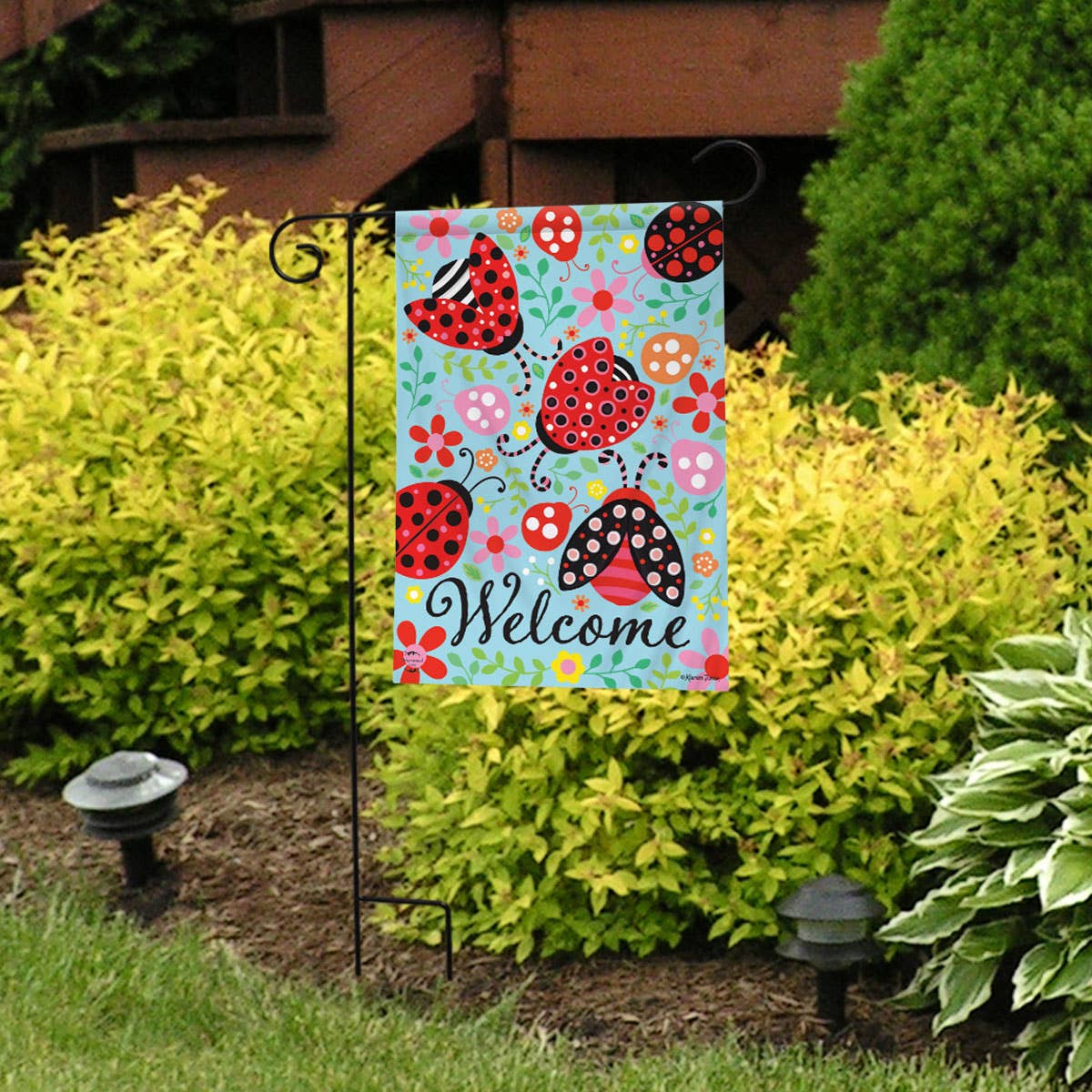 Patterned Ladybugs Spring Garden Flag 18" x 12.5"