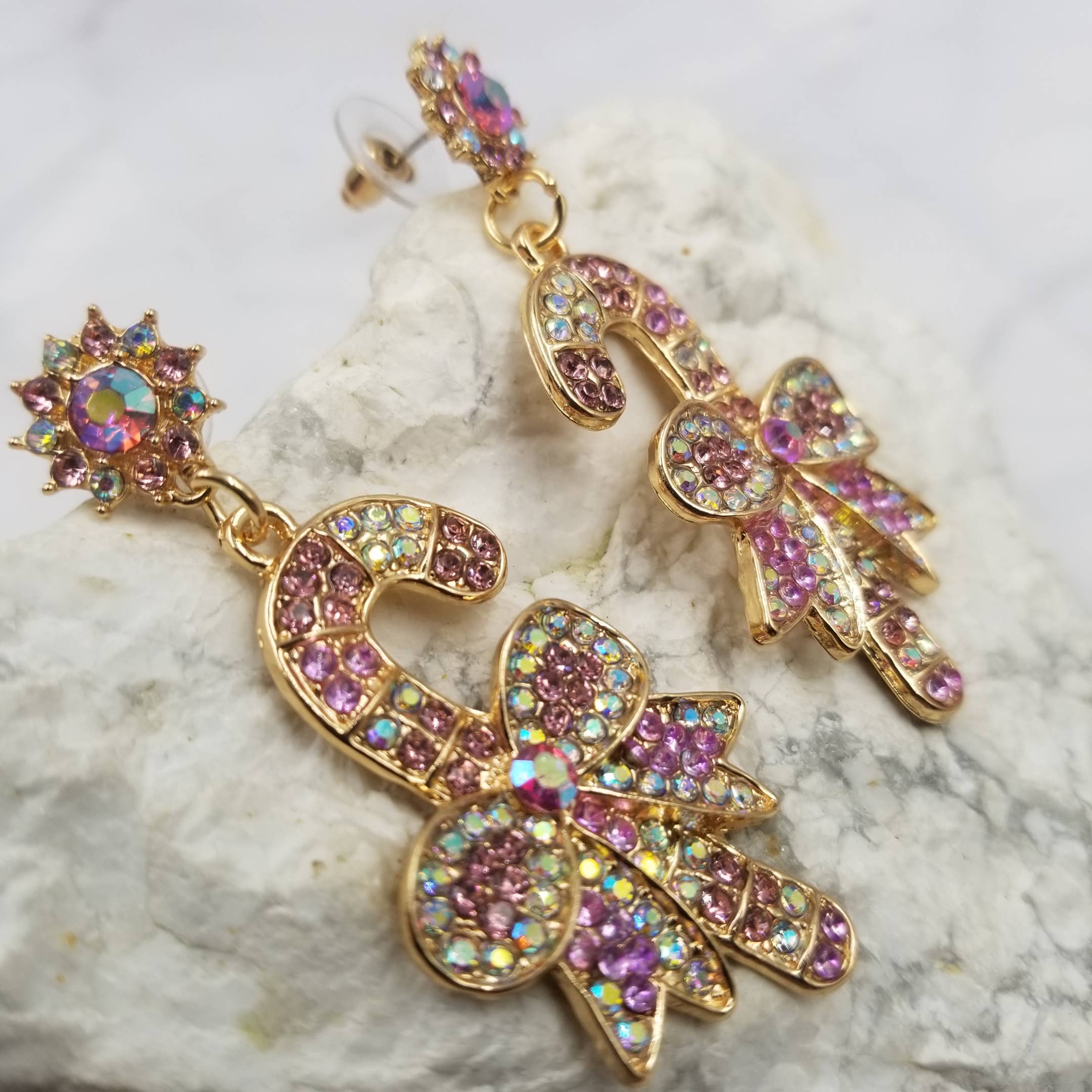 The Christmas Glitter Crystal Candy Cane Earrings