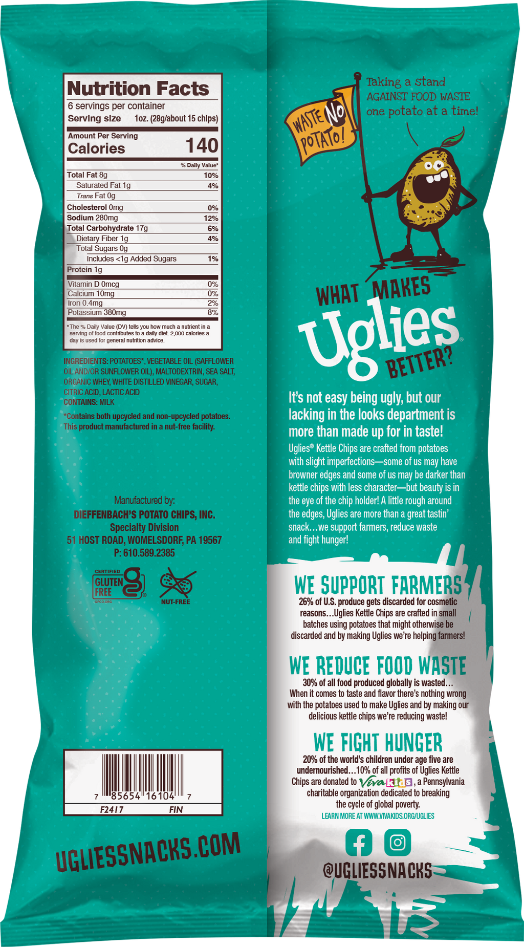 Uglies 6oz Salt & Vinegar Kettle Cooked Potato Chips