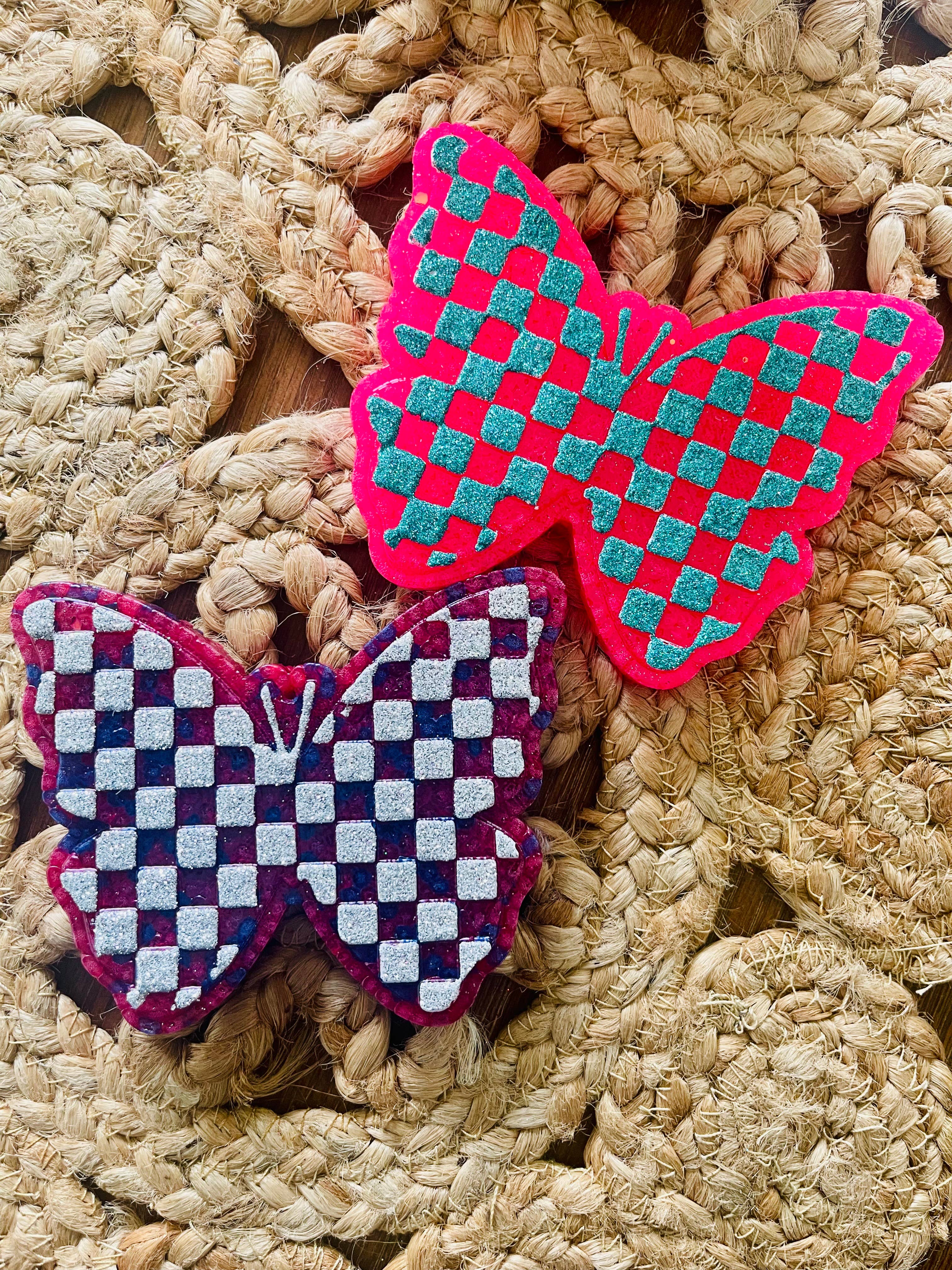 Checkered Butterfly Car Freshie 
