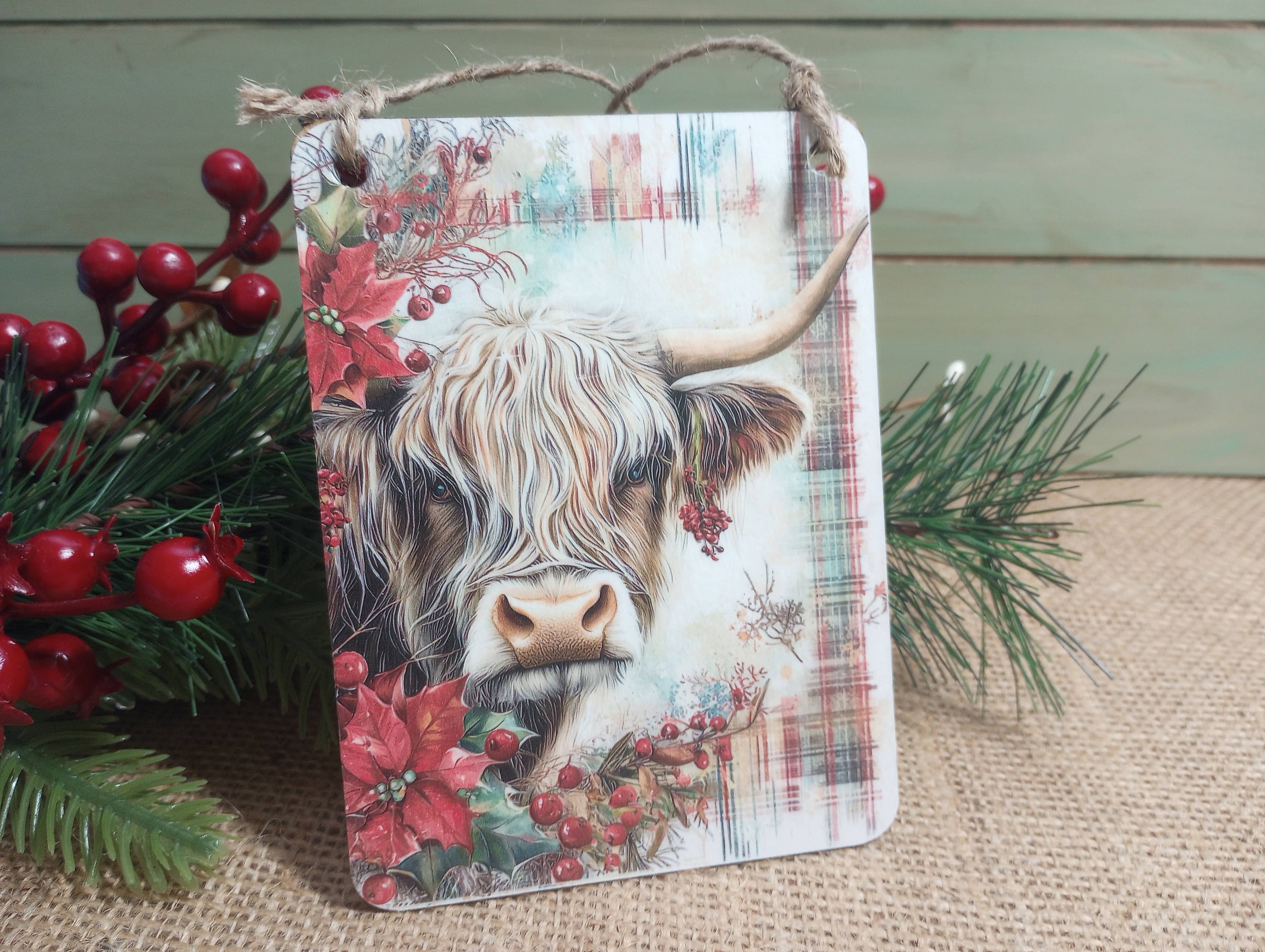 Highland Cow Christmas Ornament - Style F
