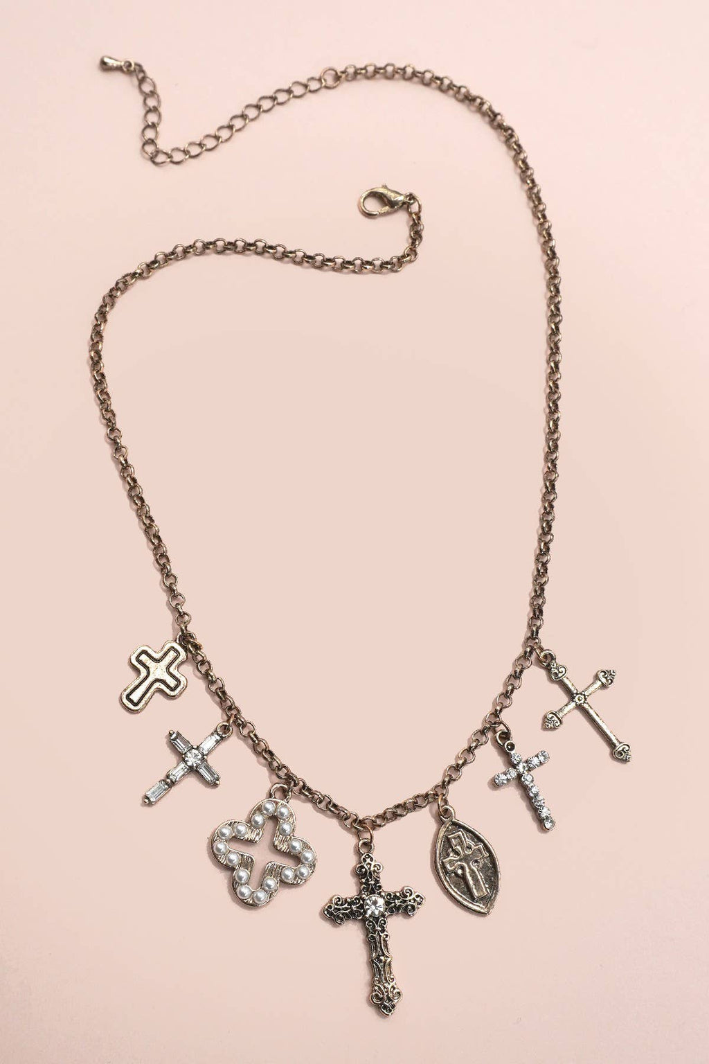 The Burnished Cross Charm Necklace