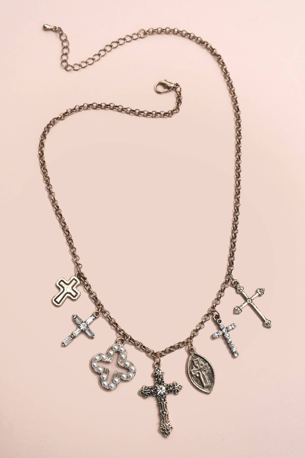 The Burnished Cross Charm Necklace