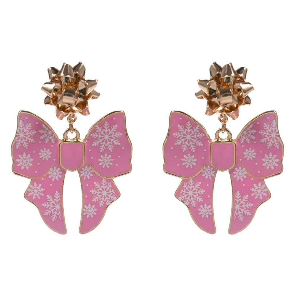 Festive Holiday Bow Dangle Earrings