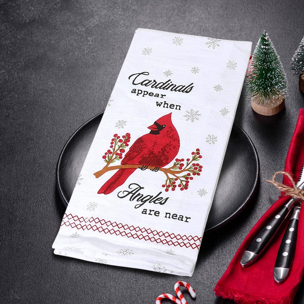 Cardinals Appear When Angles Are Near Holiday Kitchen Towel