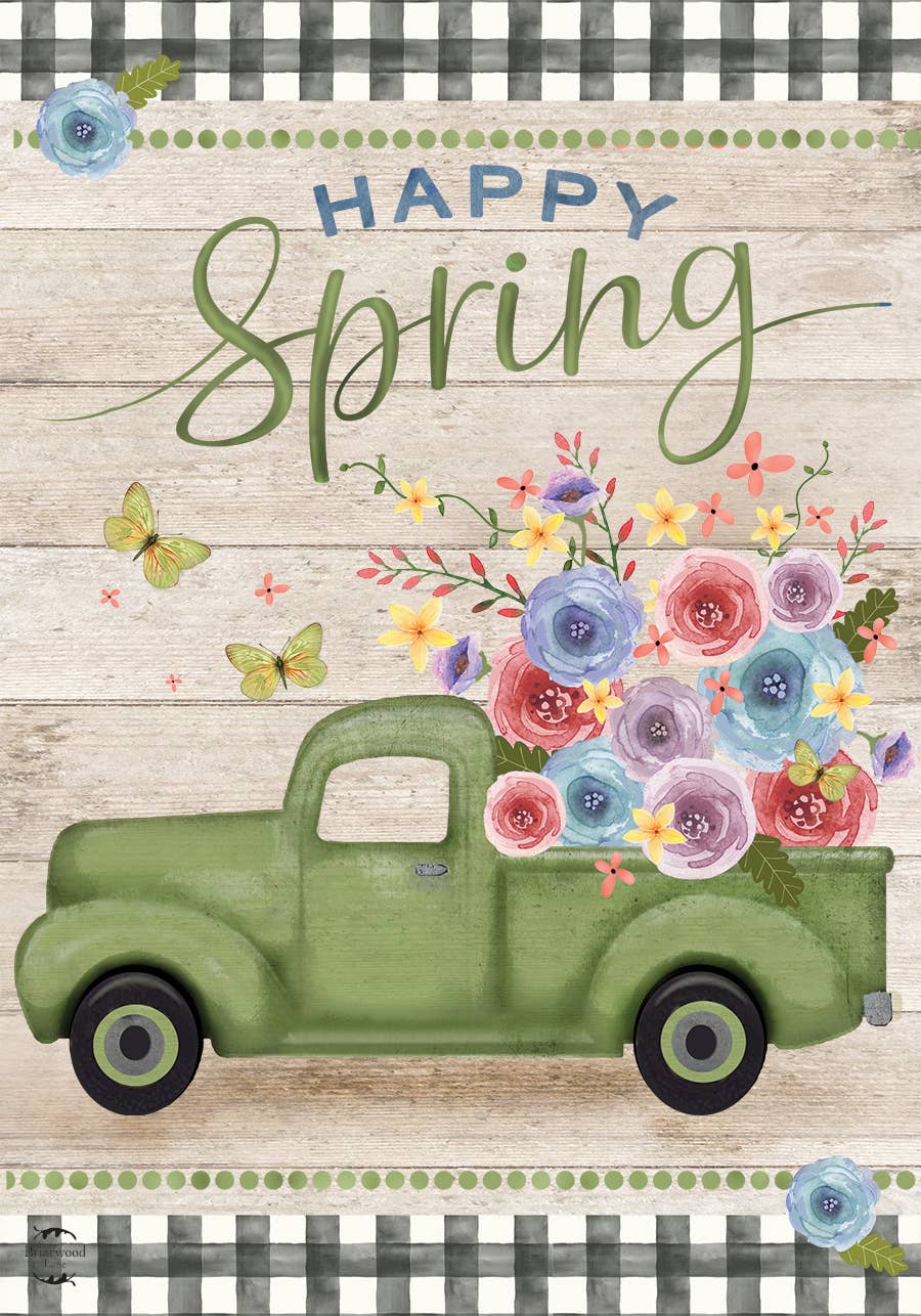 Happy Spring Pickup Truck Garden Flag