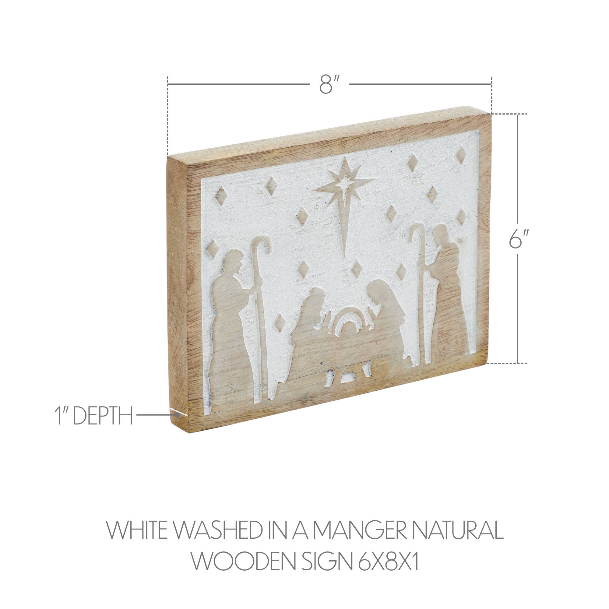 White Washed In A Manger Natural Wooden Sign