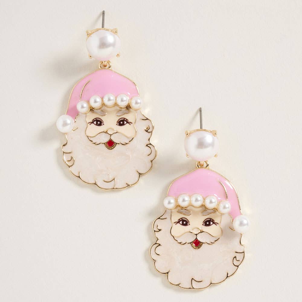Playful Pearl Santa Dangle Earrings