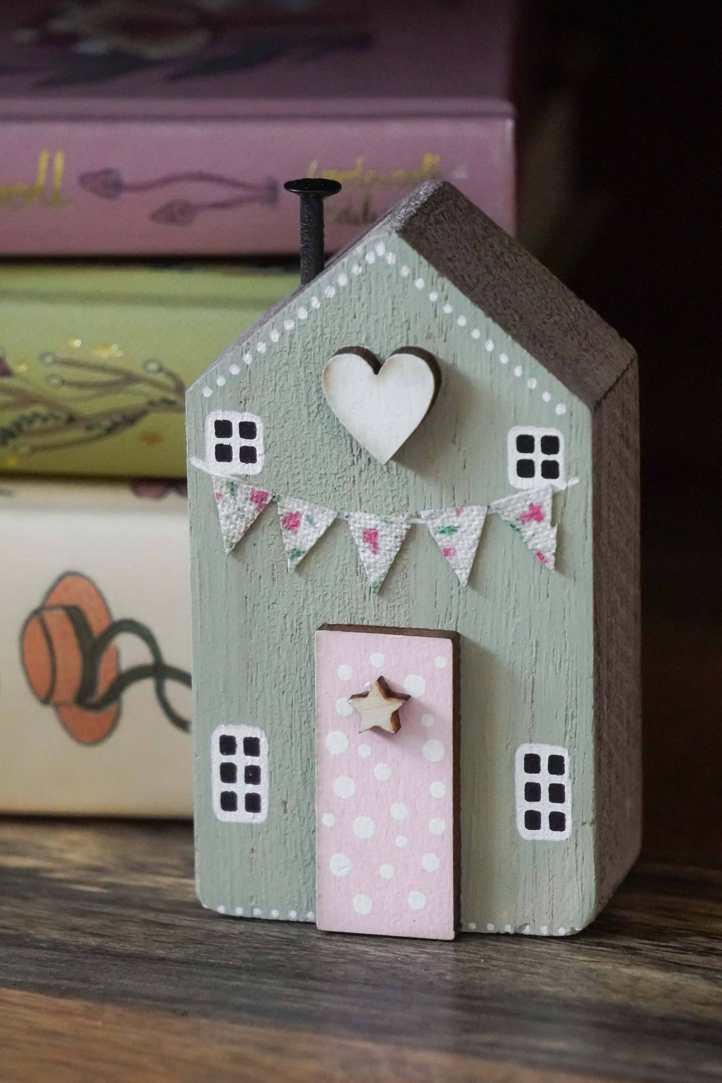 Green Polka Dot Wooden Home