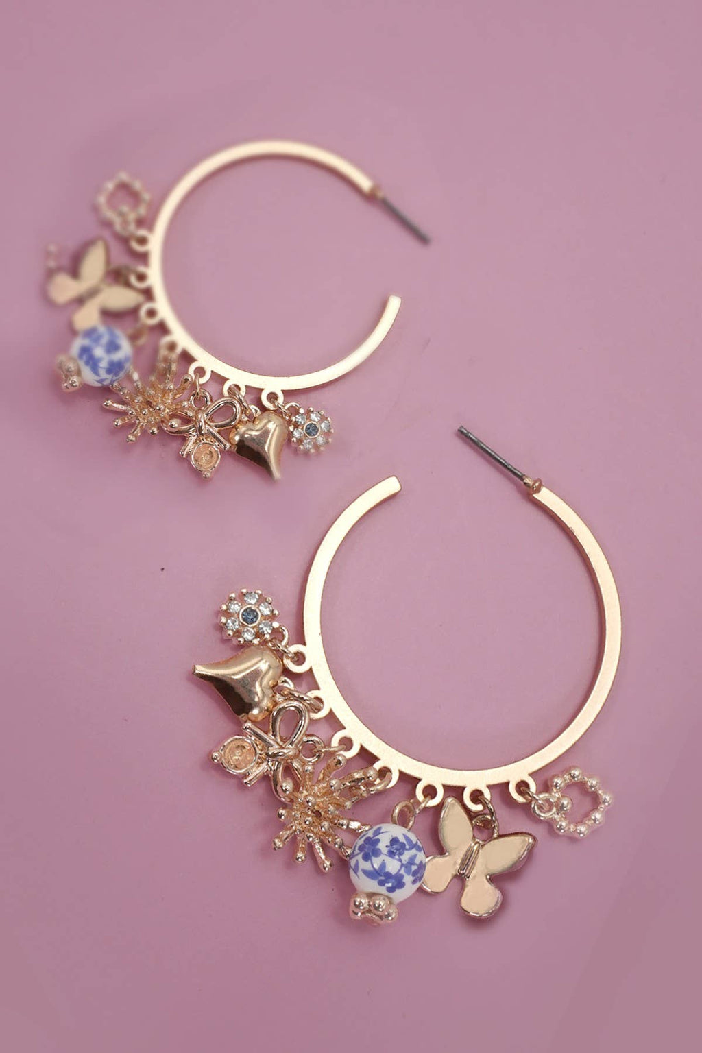 The Blue Floral Charm Earrings