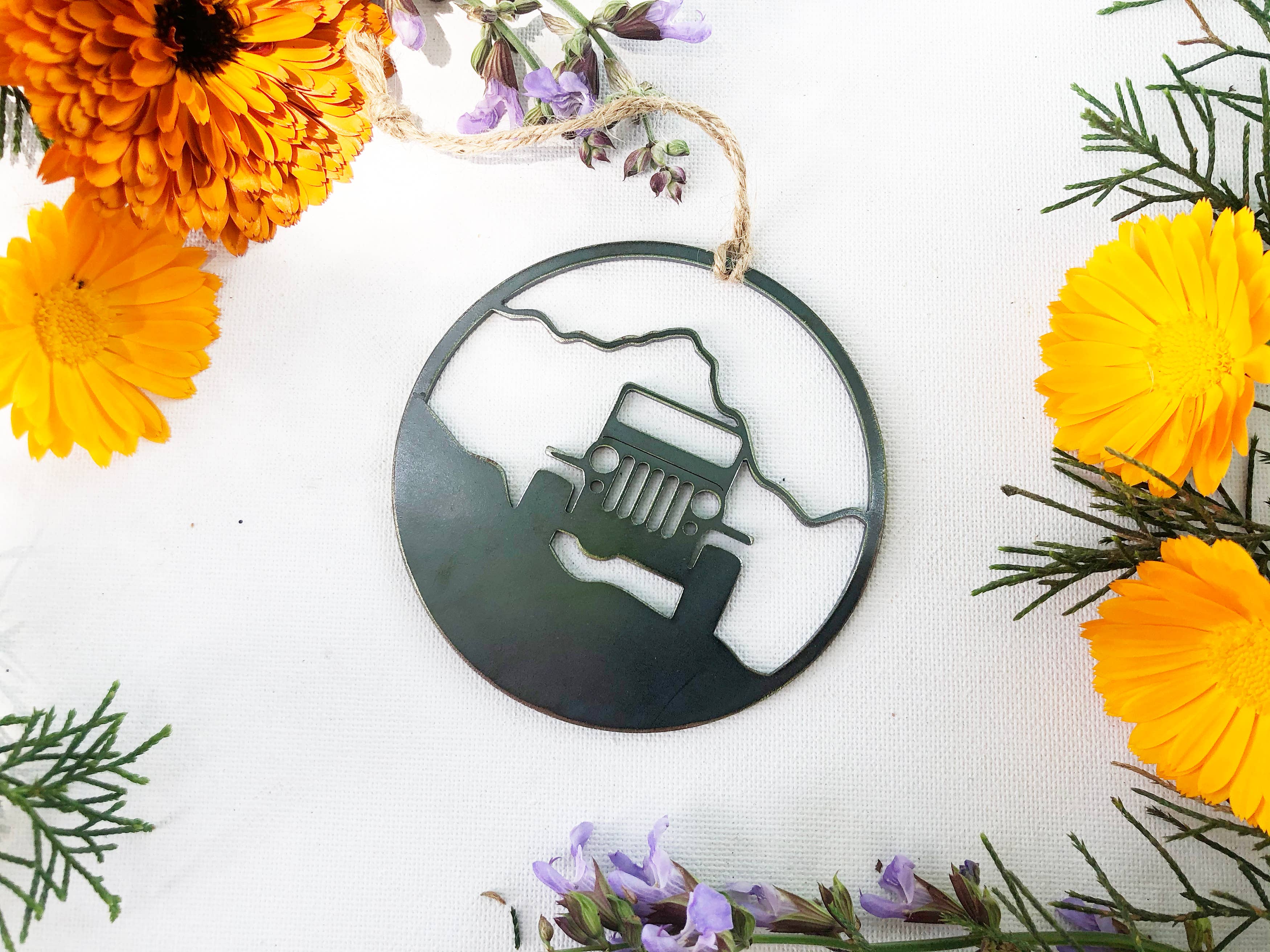 4x4 Mountain Off Road Adventure Raw Steel Metal Ornament