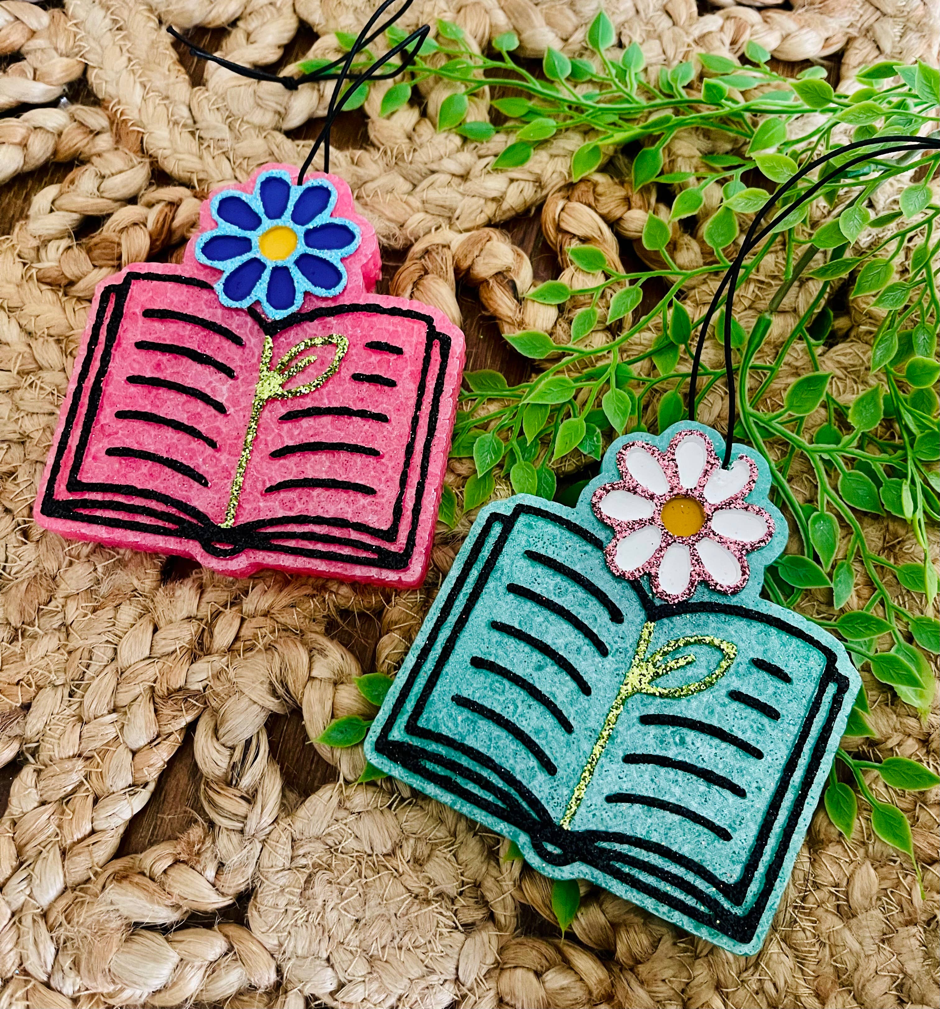 Flower Reading Book Car Freshie