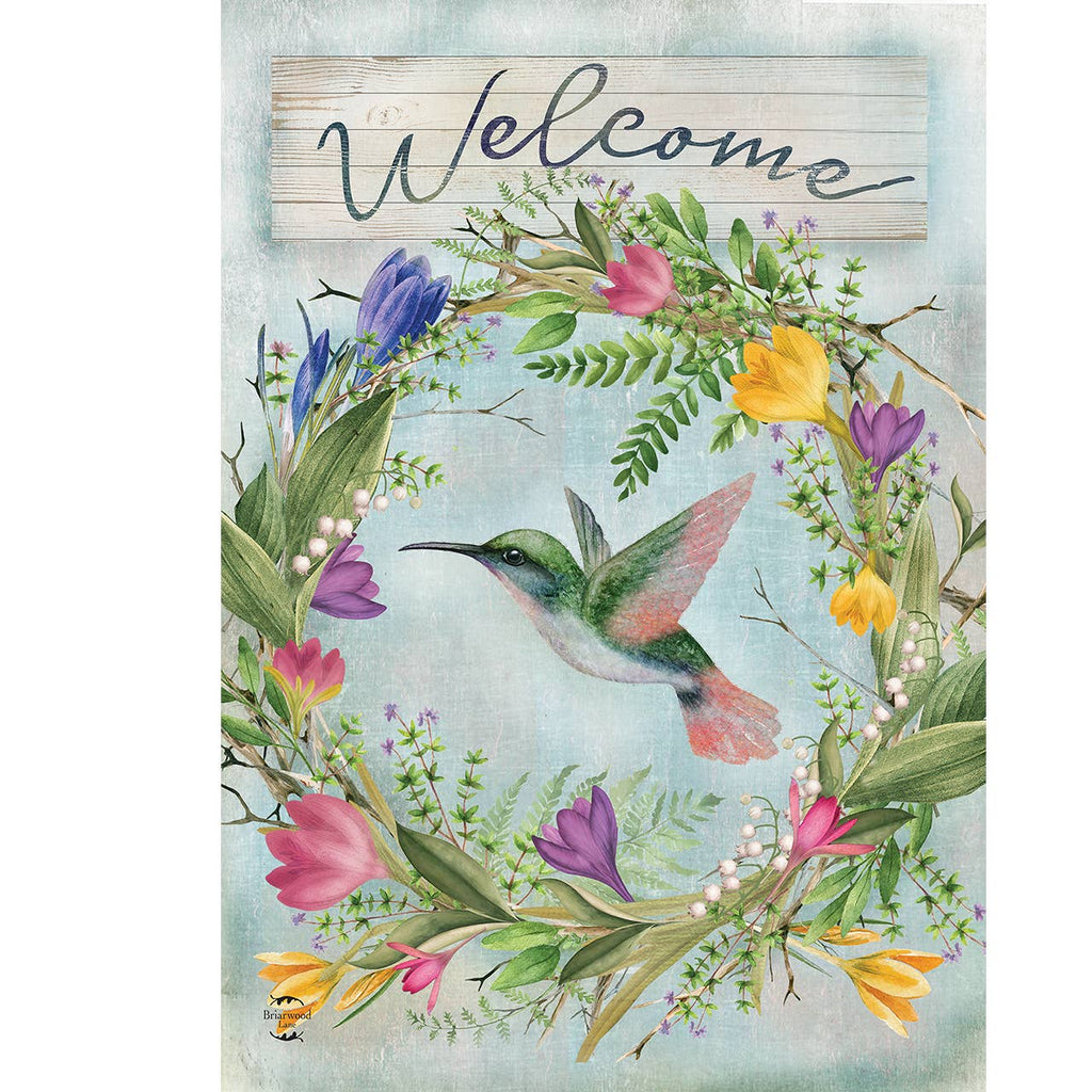 Hummingbird Wreath Garden Flag