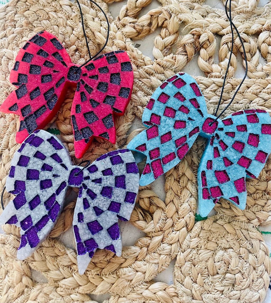 Checkered Bow Car Freshie