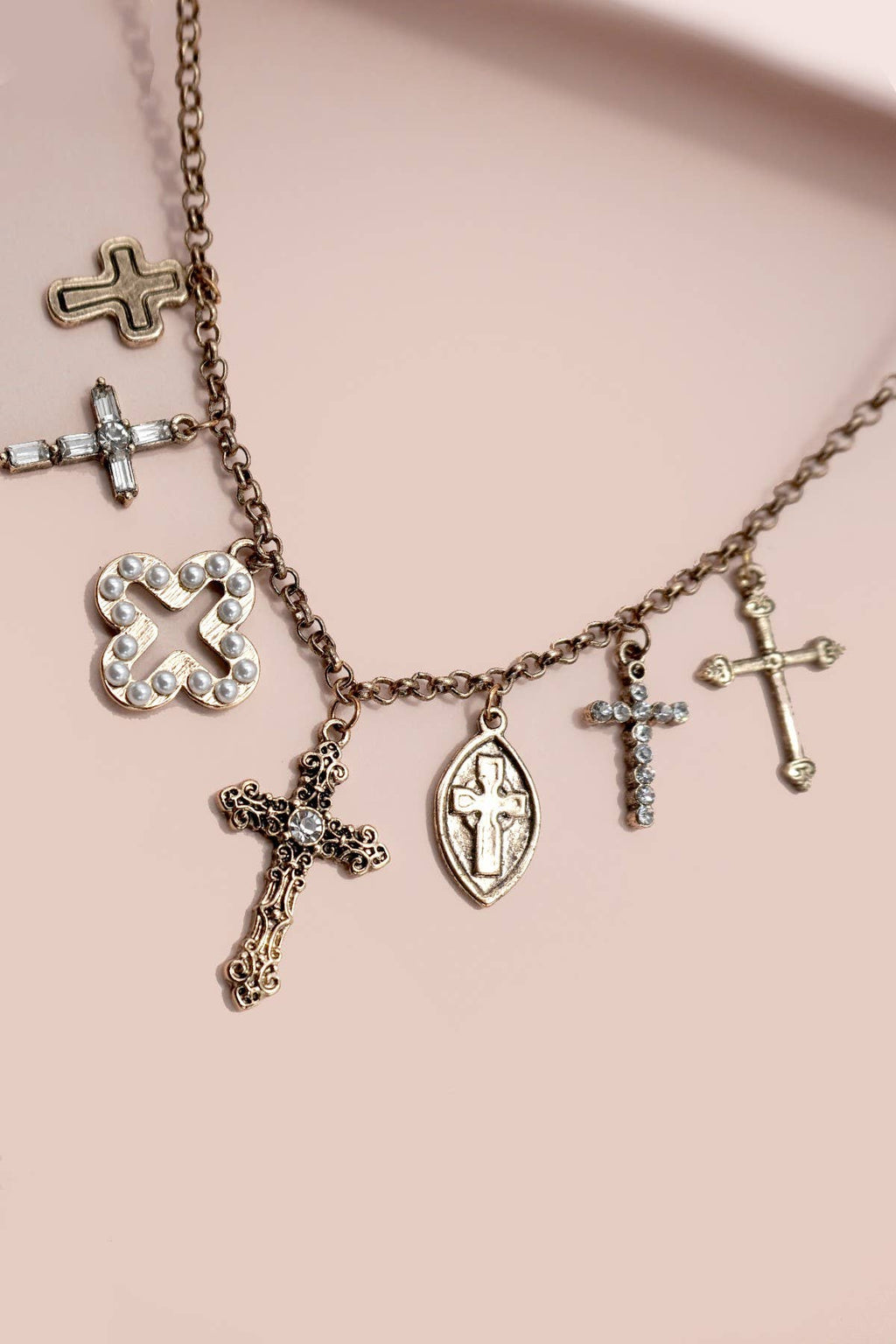 The Burnished Cross Charm Necklace