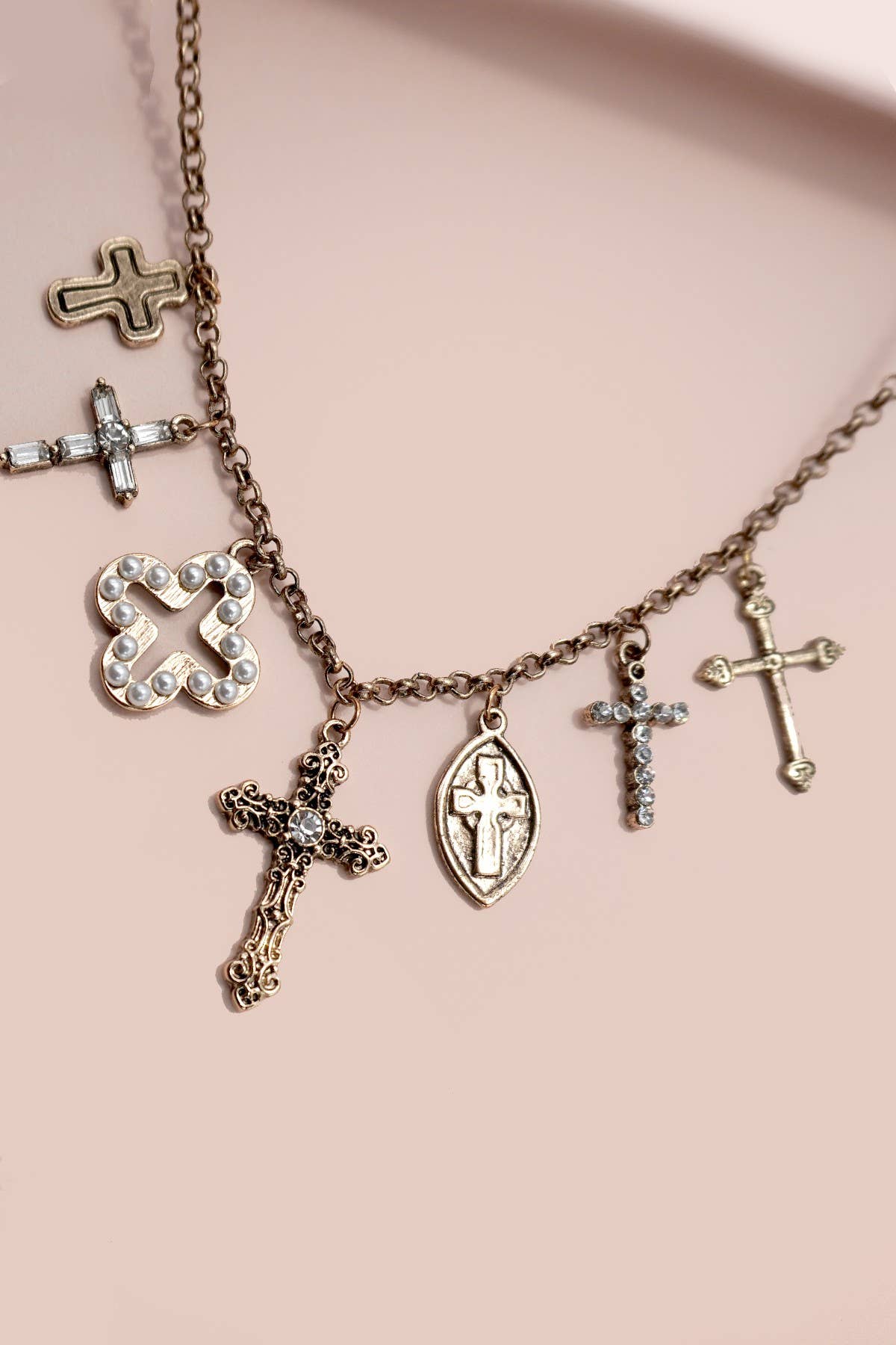 The Burnished Cross Charm Necklace