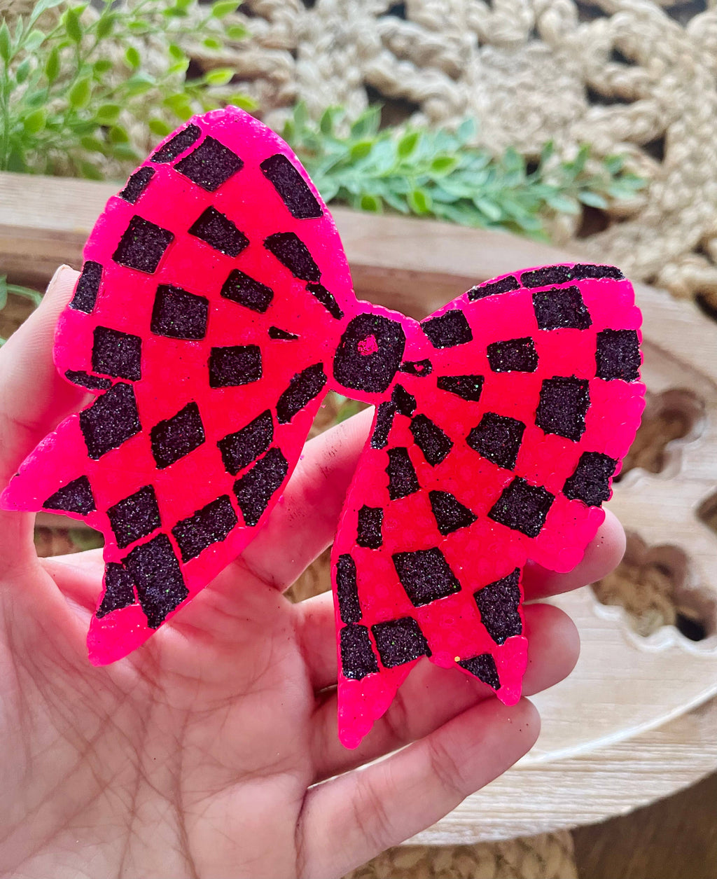 Checkered Bow Car Freshie
