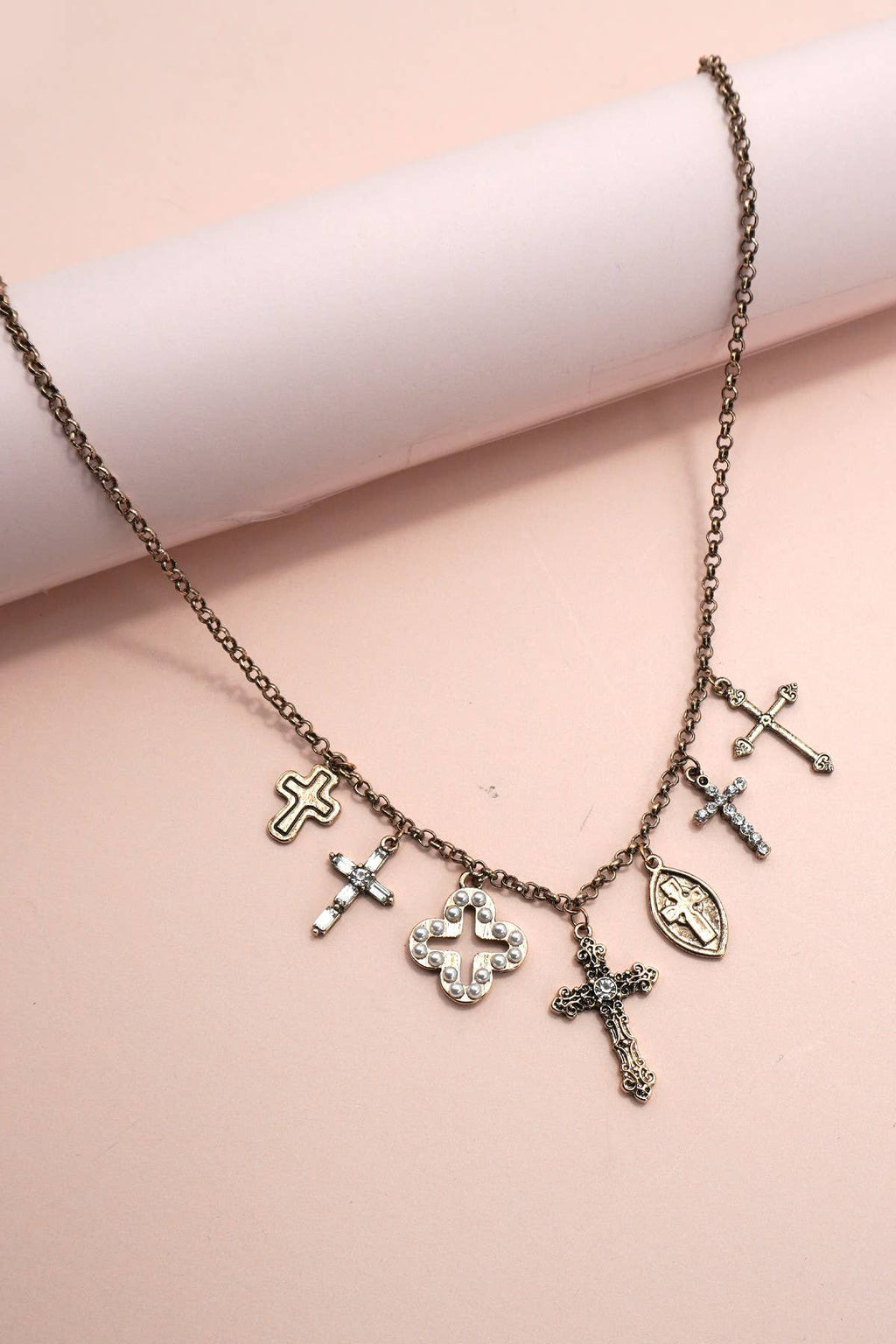 The Burnished Cross Charm Necklace