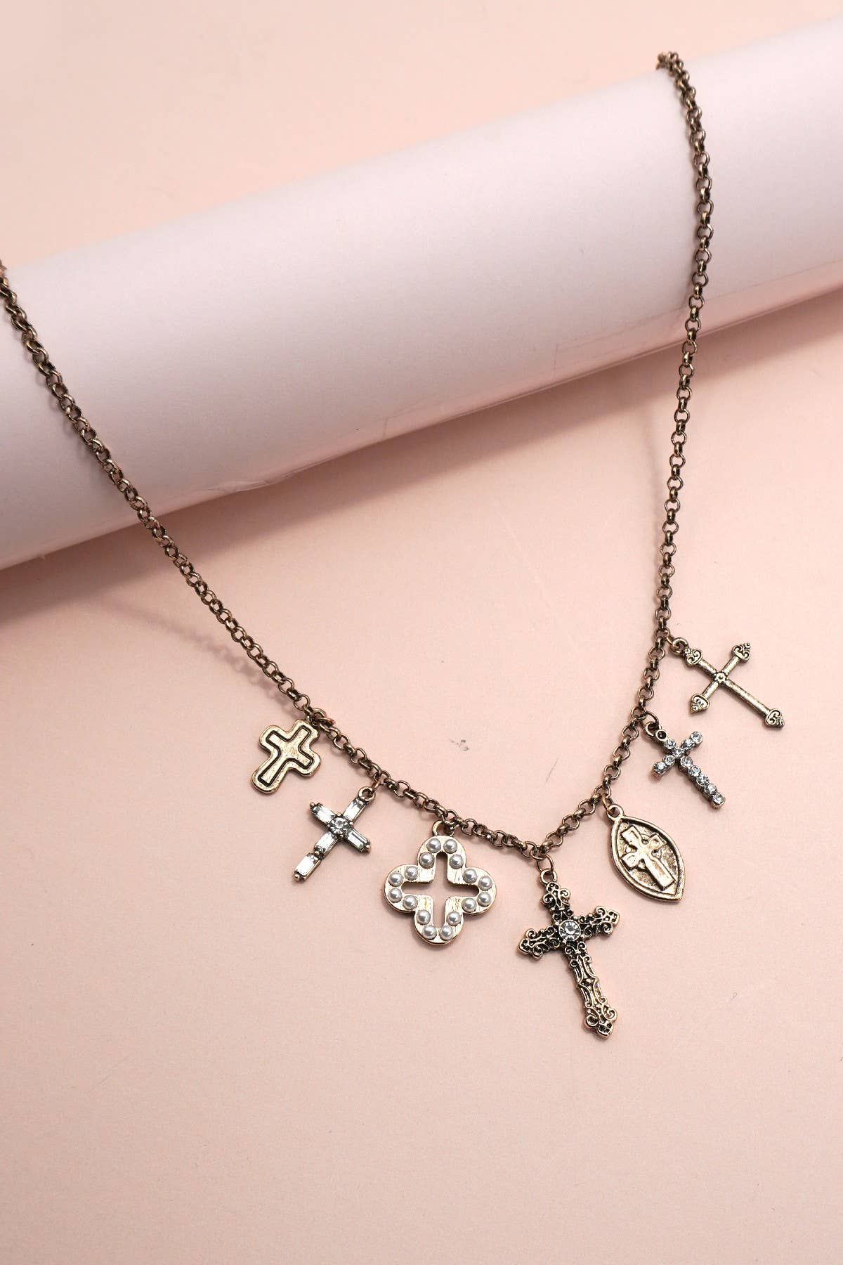 The Burnished Cross Charm Necklace