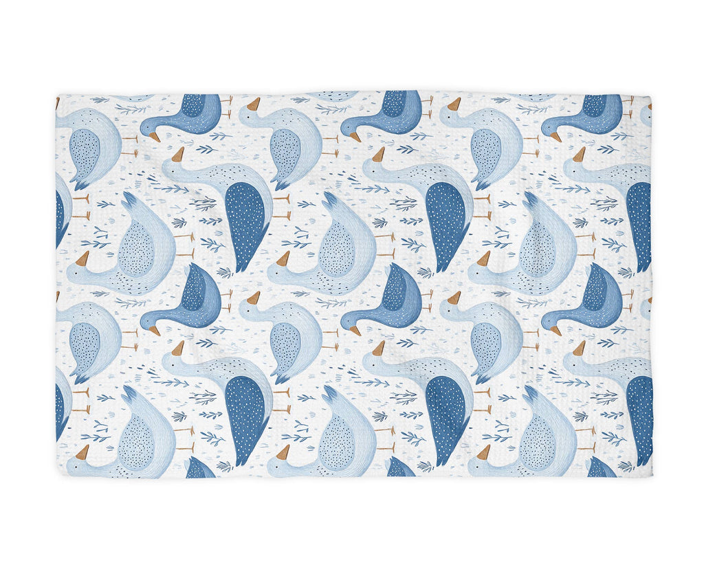 Silly Goose Geese Farm Homestead Kitchen Towel Blue Funny