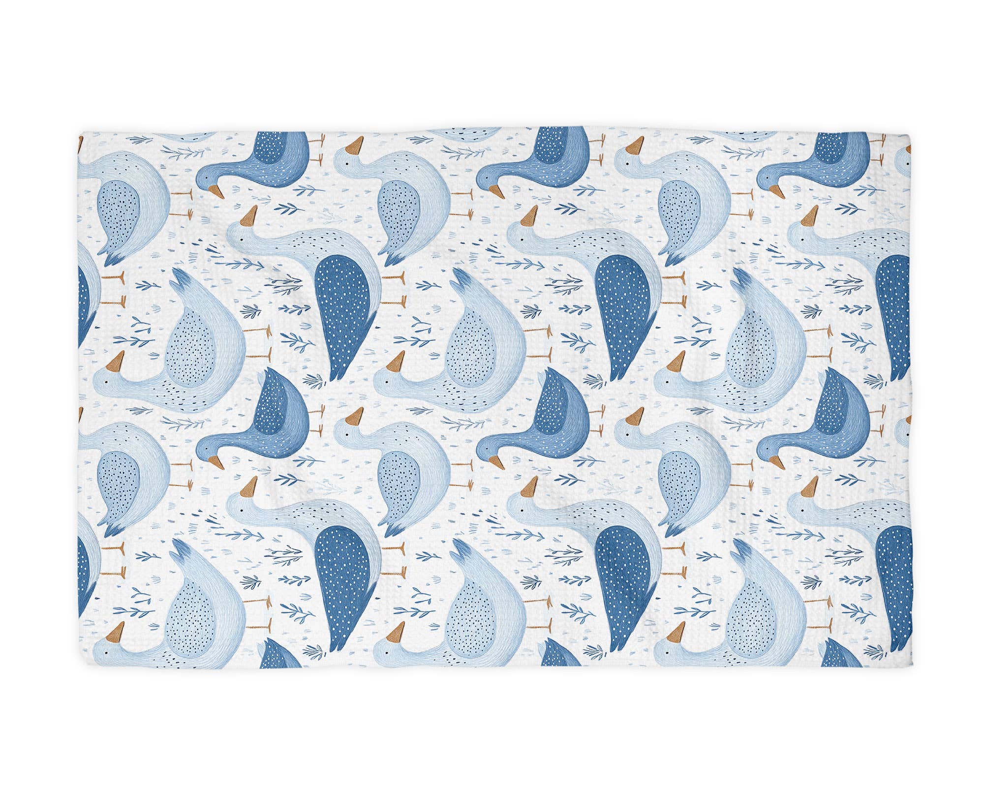 Silly Goose Geese Farm Homestead Kitchen Towel Blue Funny