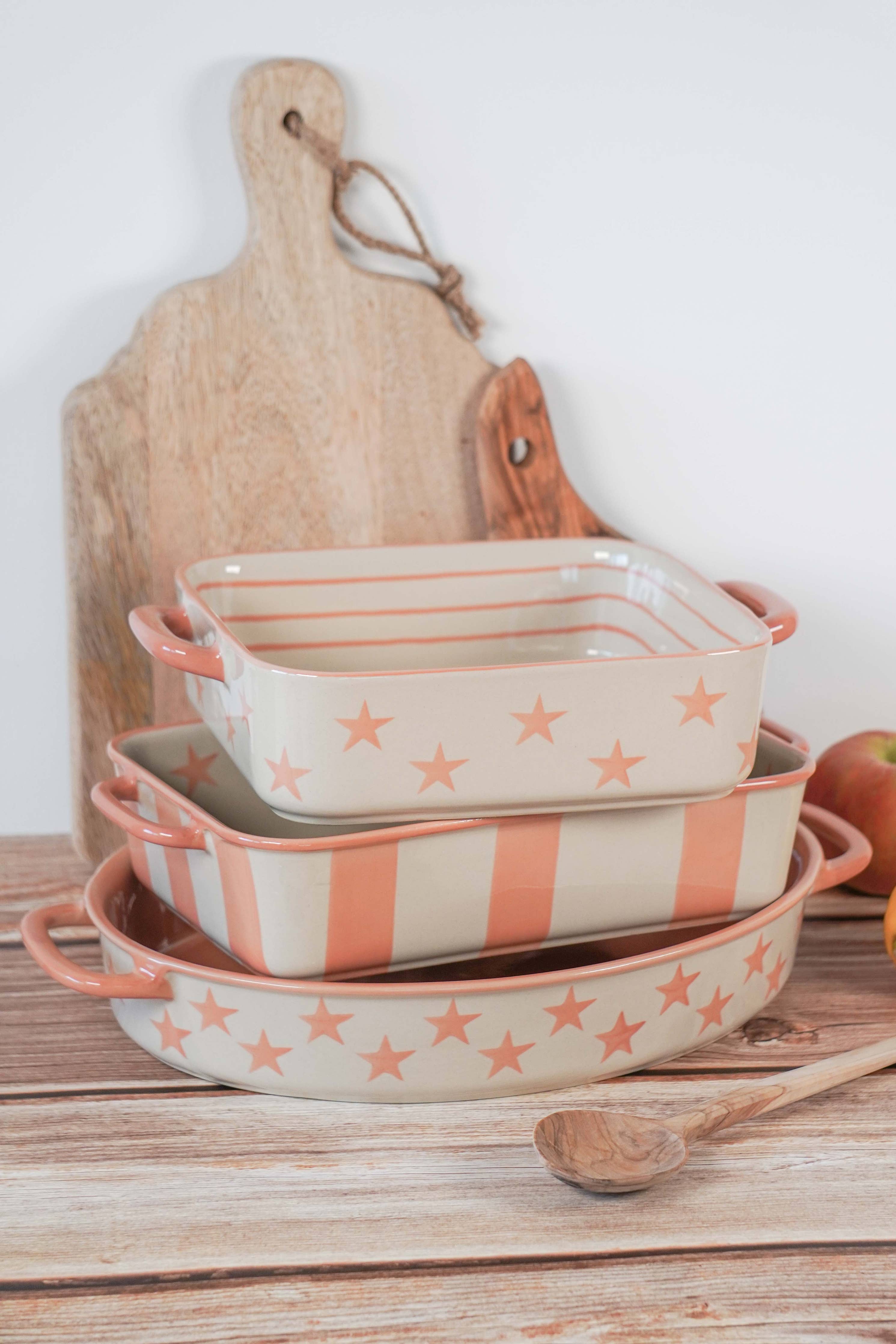Hand Painted Stars Ceramic Baking Dish