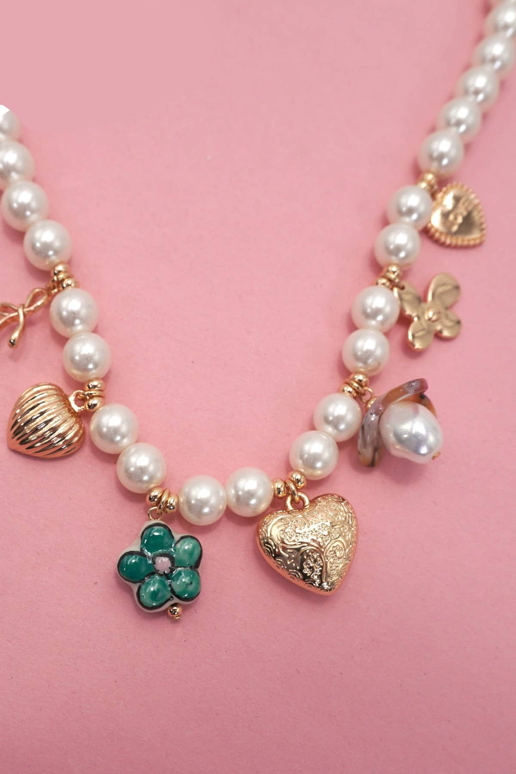 The Pearl Heart Charm Necklace
