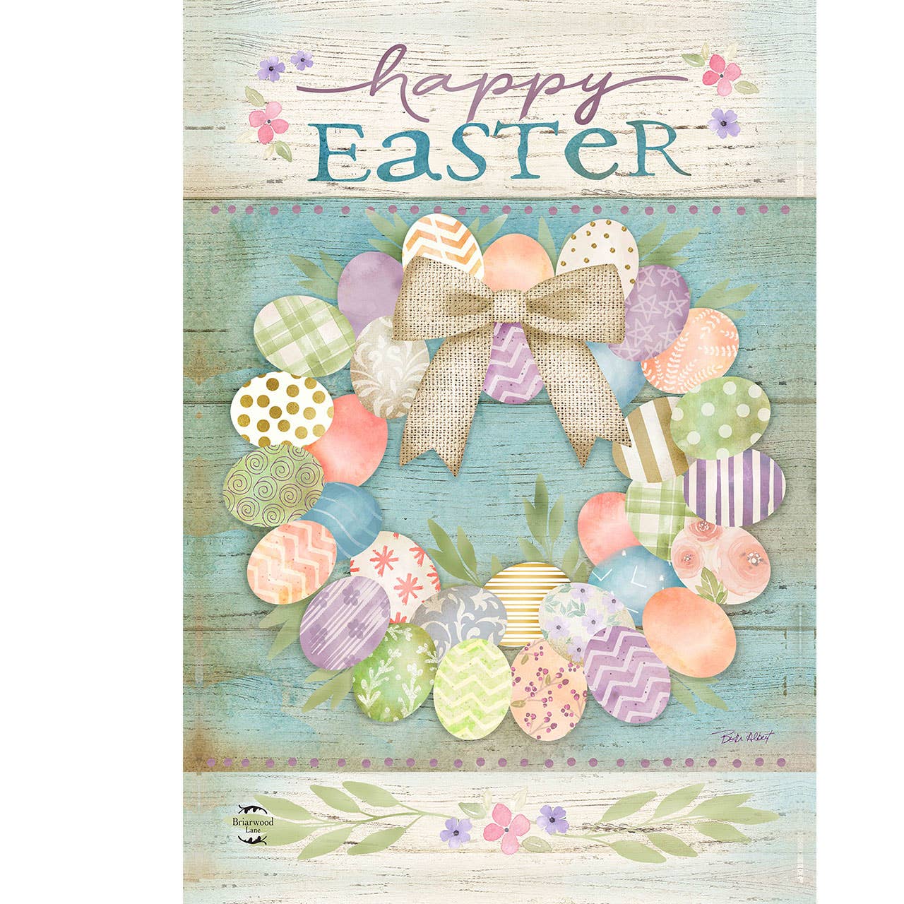 Pastel Easter Wreath Garden Flag